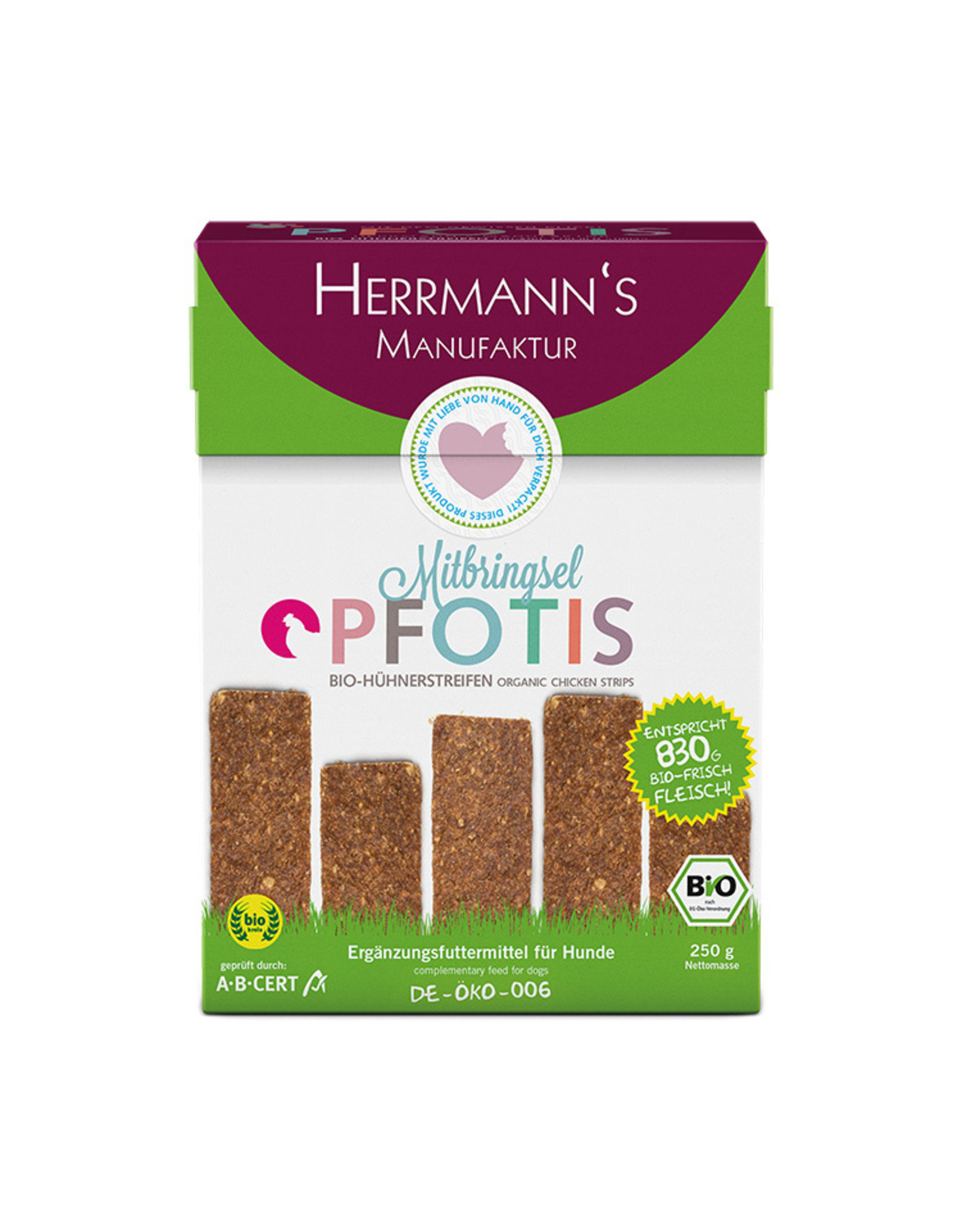 Herrmanns Herrmanns Pfotis Bio-Hühnerstreifen 250g
