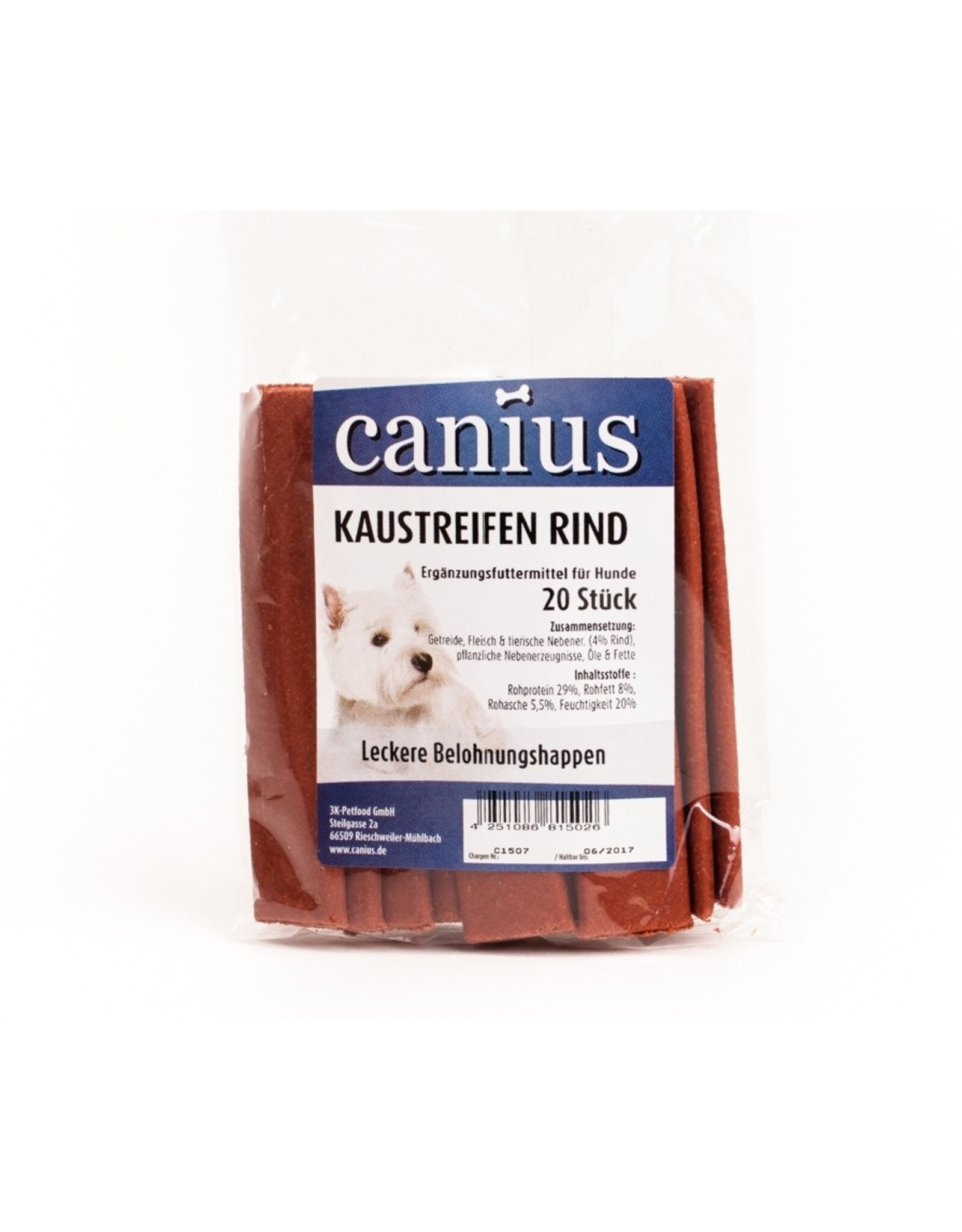 Canius Snacks Canius Kaustreifen Rind, 20 Stück