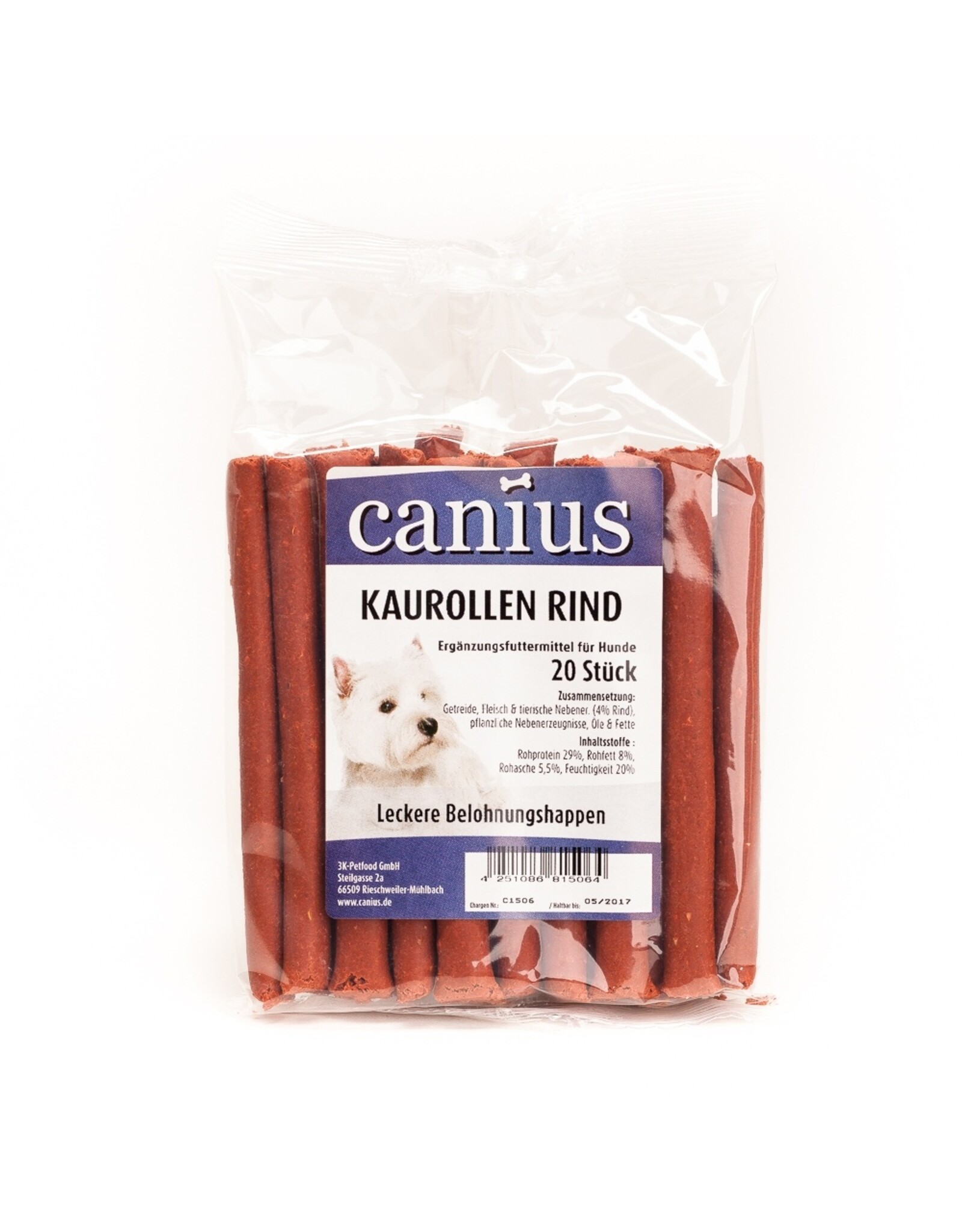Canius Snacks Canius Kaurollen Rind, 20 Stück