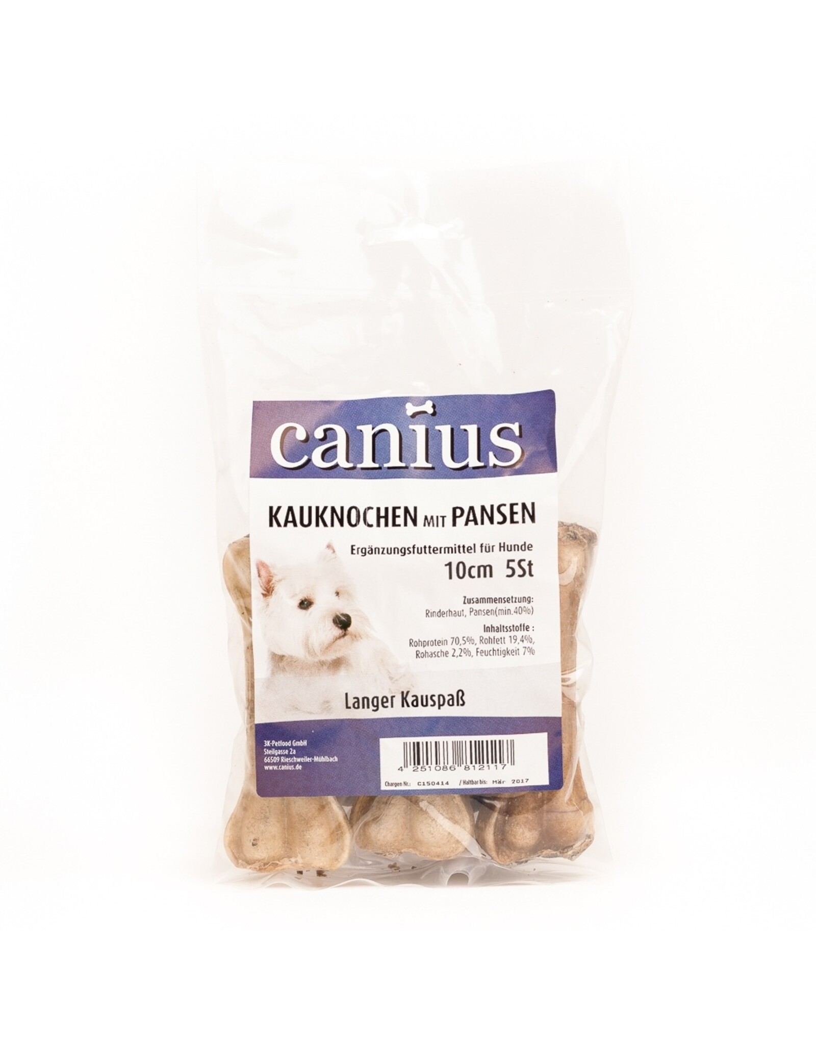 Canius Snacks Canius Kauknochen mit Pansenfüllung 10cm 5St