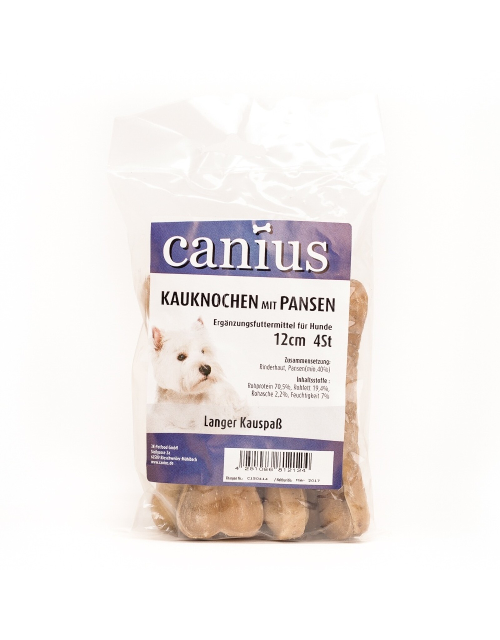Canius Snacks Canius Kauknochen mit Pansenfüllung 12cm 4St