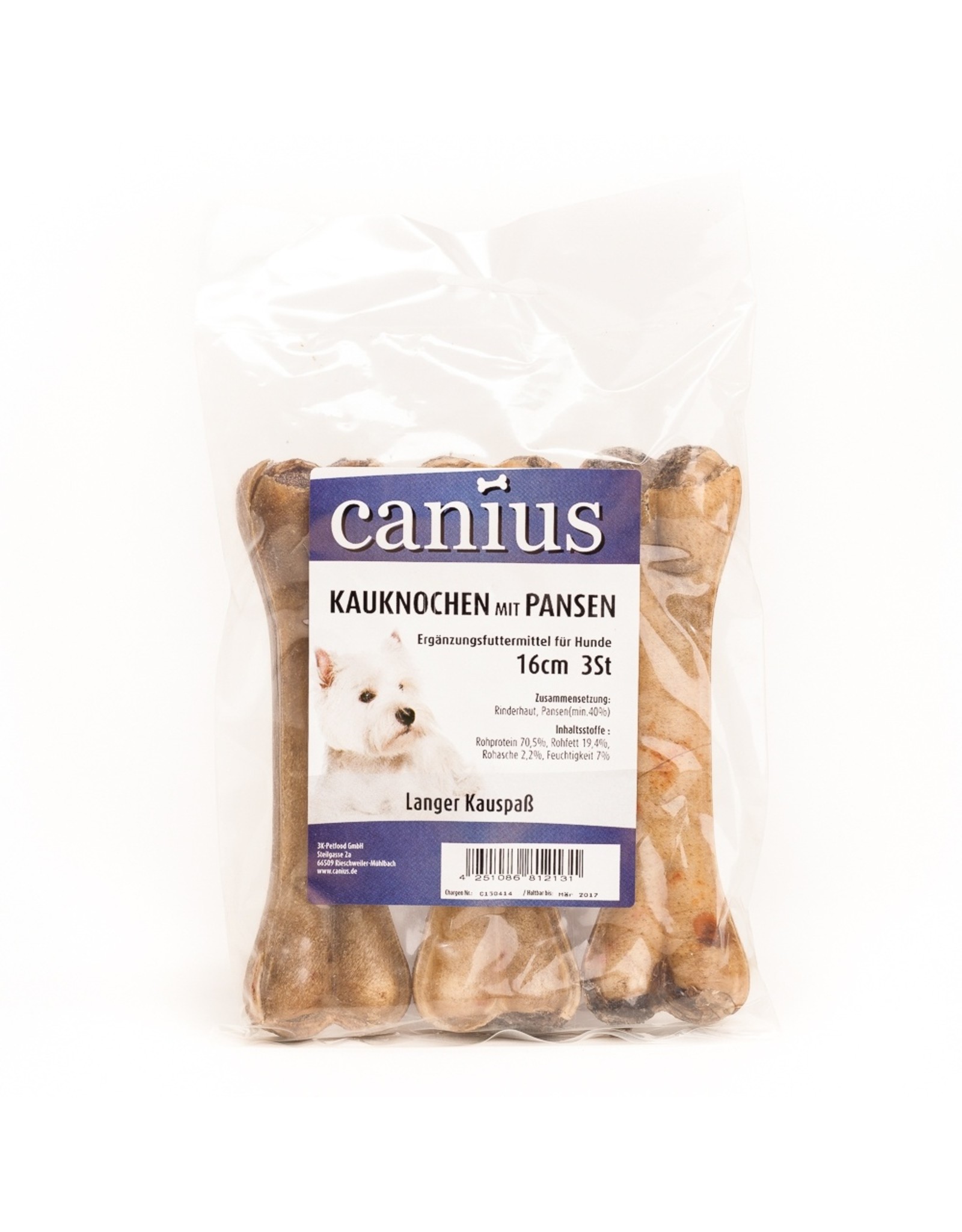 Canius Snacks Canius Kauknochen mit Pansenfüllung 16cm 3St
