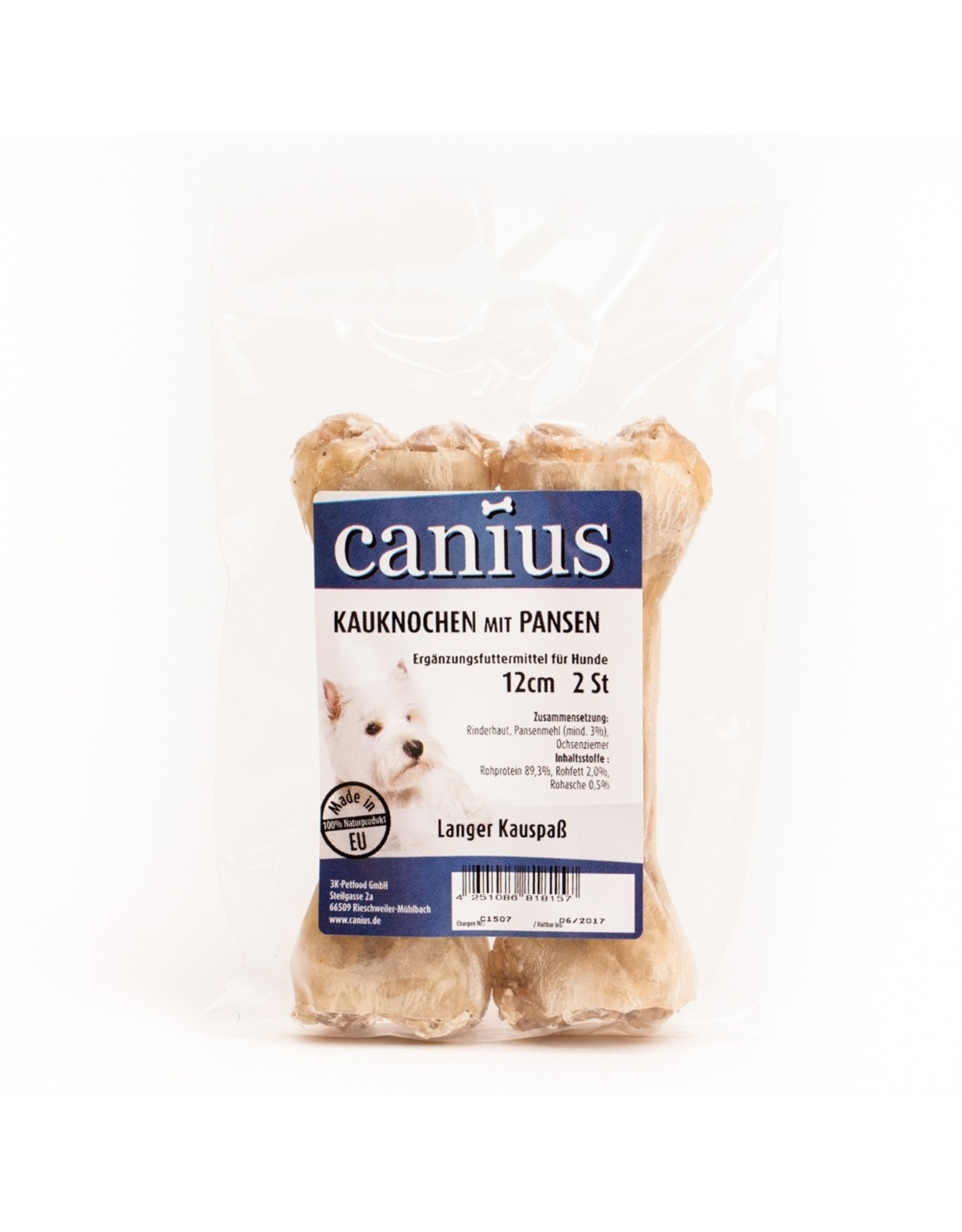 Canius Snacks Canius Kauknochen gefüllt mit Pansen 12cm 2er