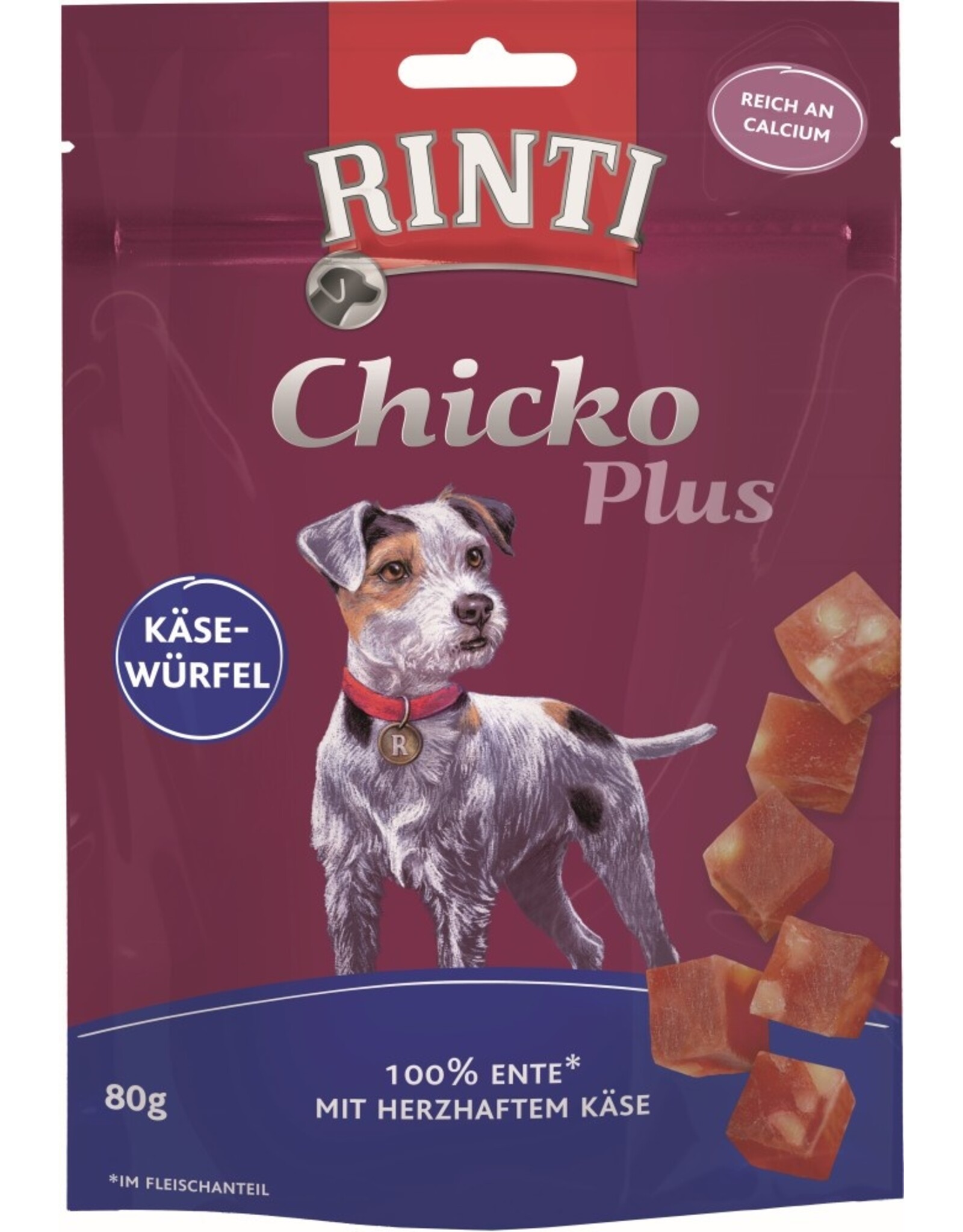 Rinti RINTI Chicko Käsewürfel mit Ente 80g