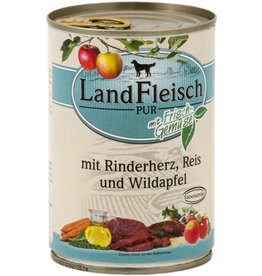 Landfleisch LandFleisch Dog Pur Rinderherz, Reis & Wildapfel mit Biogemüse 400g
