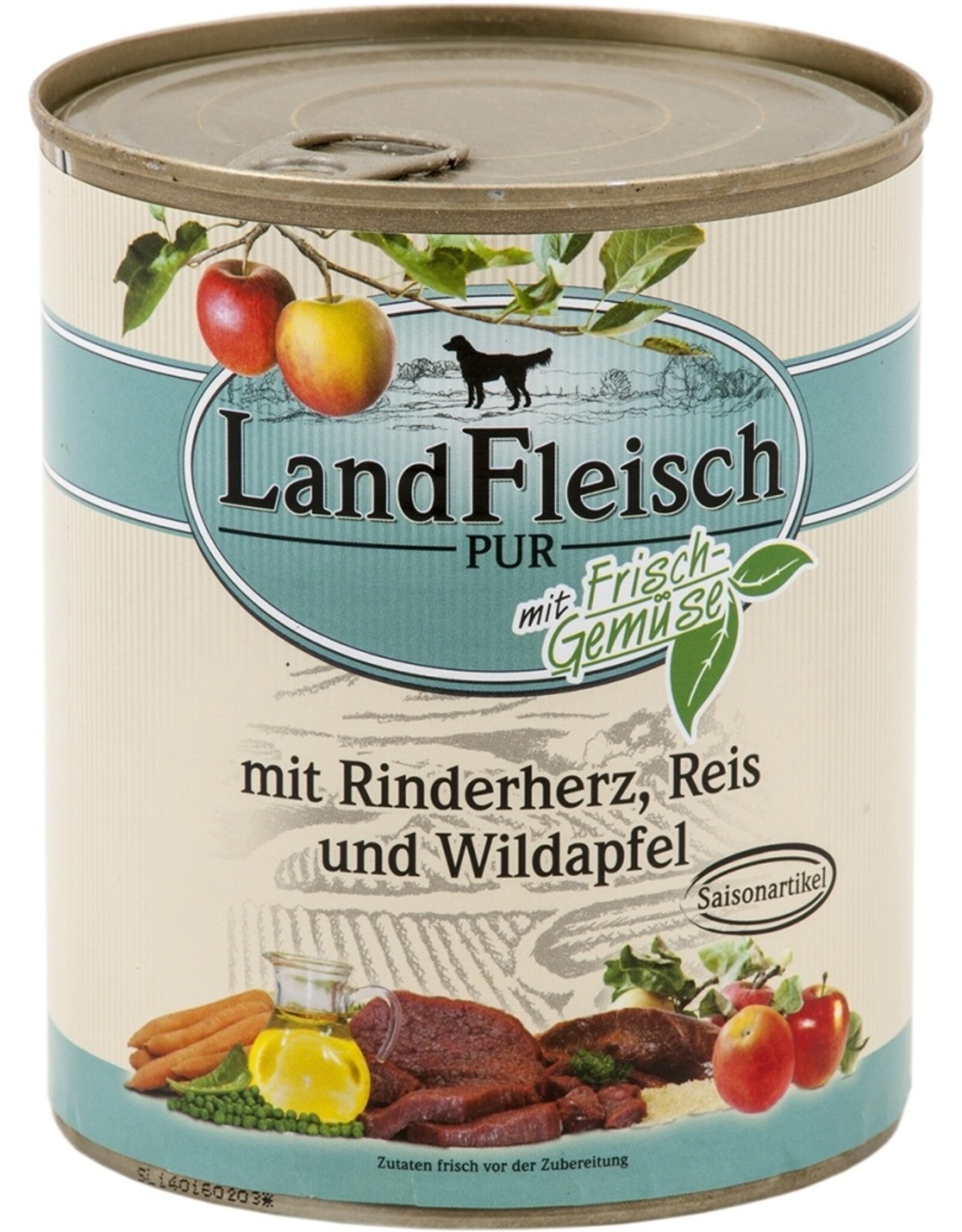 Landfleisch Landfleisch Pur Rinderherz, Reis & Wildapfel 800g