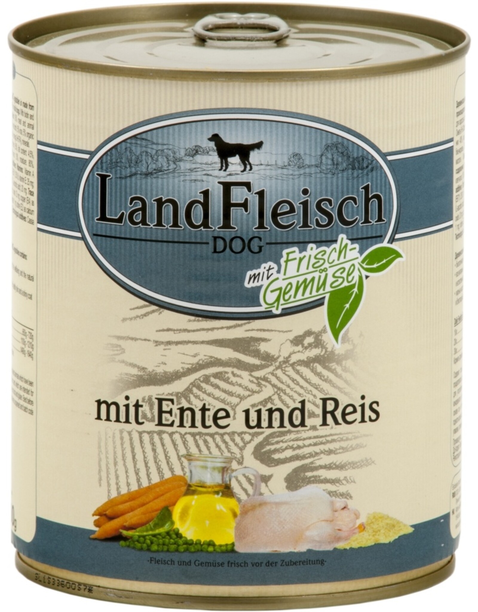 Landfleisch LandFleisch Hunde Dose Pur Ente + Reis mit Biogemüse 800g