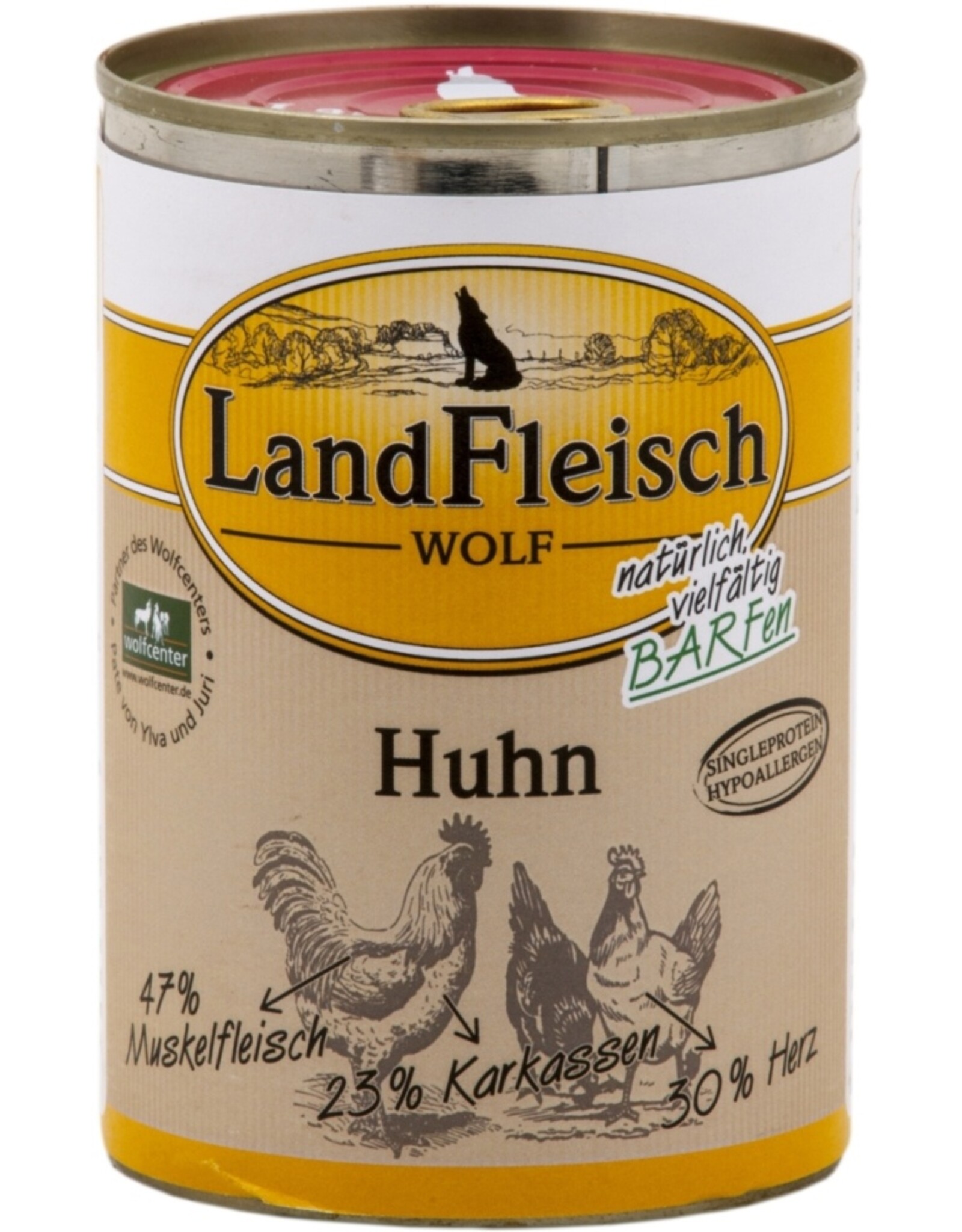 Landfleisch LandFleisch Hunde Dose Wolf 100 % vom Huhn 400g