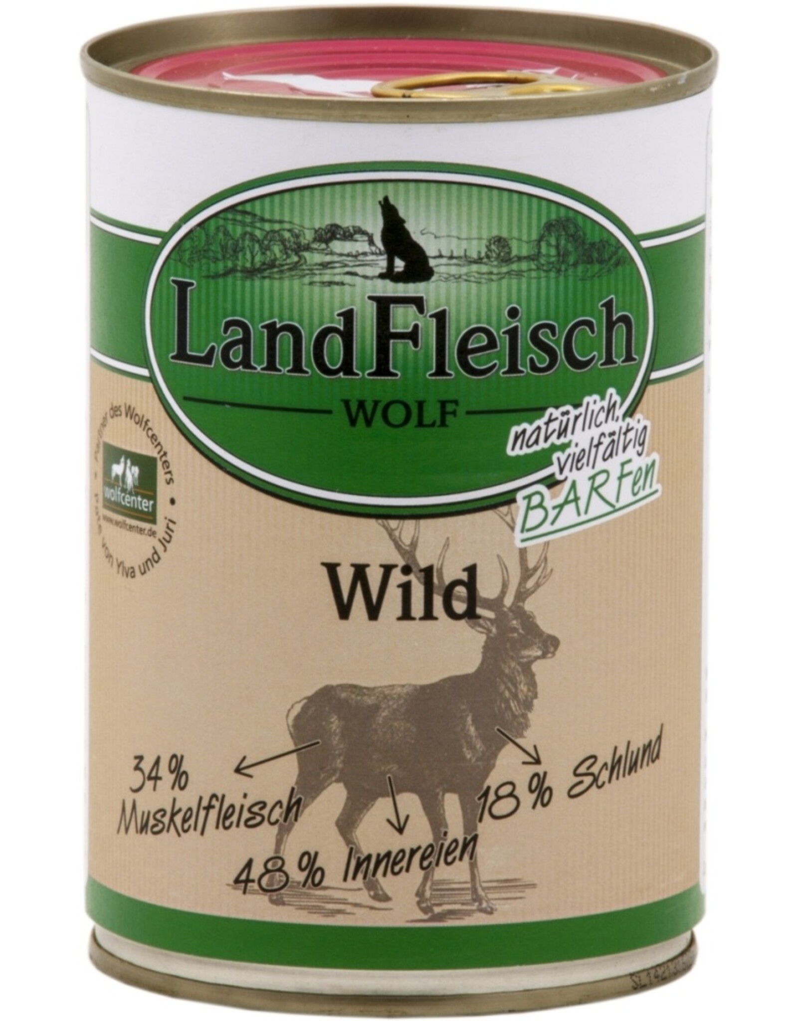 Landfleisch LandFleisch Hunde Dose Wolf Sensibel 100% vom Wild 400g