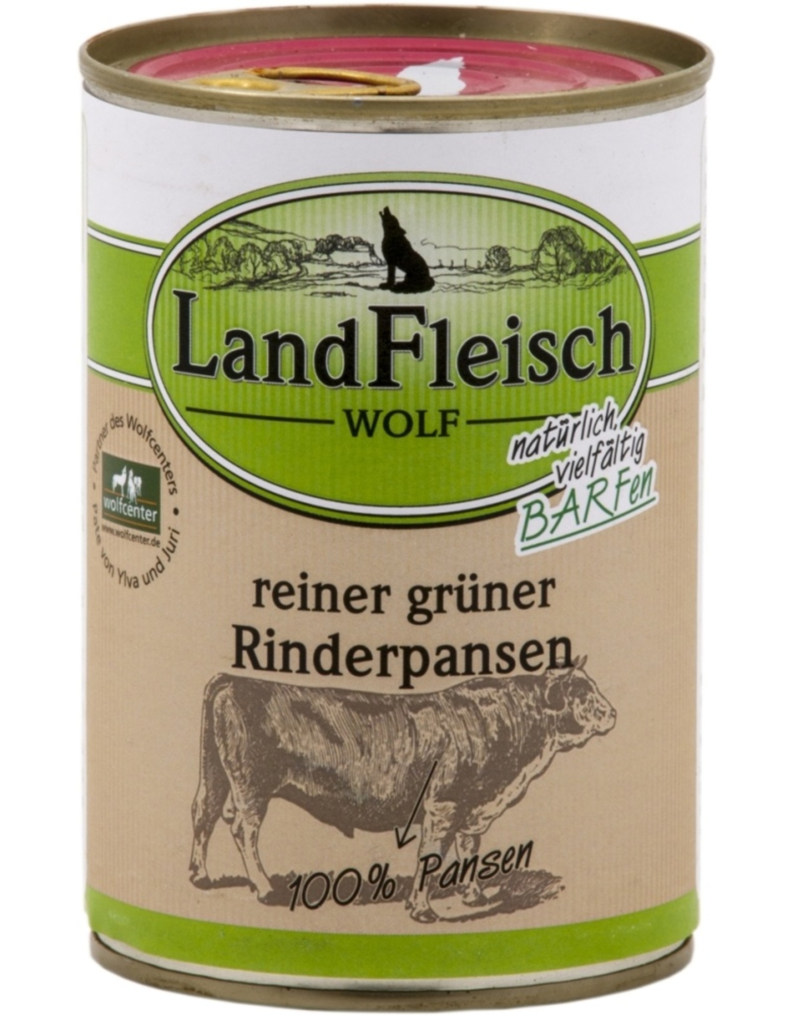 Landfleisch LandFleisch Hunde Dose Wolf 100 % aus Rinderpansen 400g