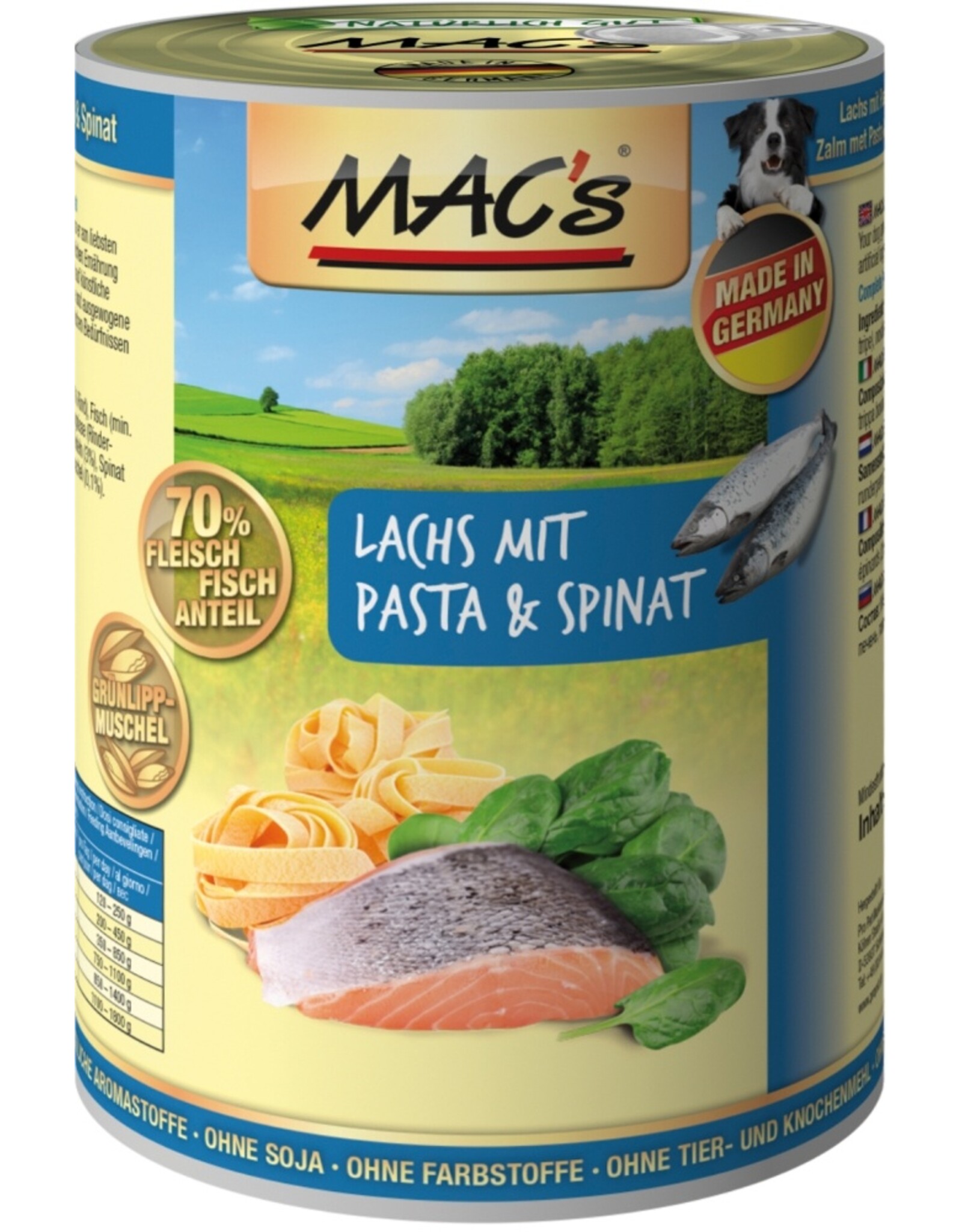 Mac´s Macs Dog Lachs, Pasta & Spinat