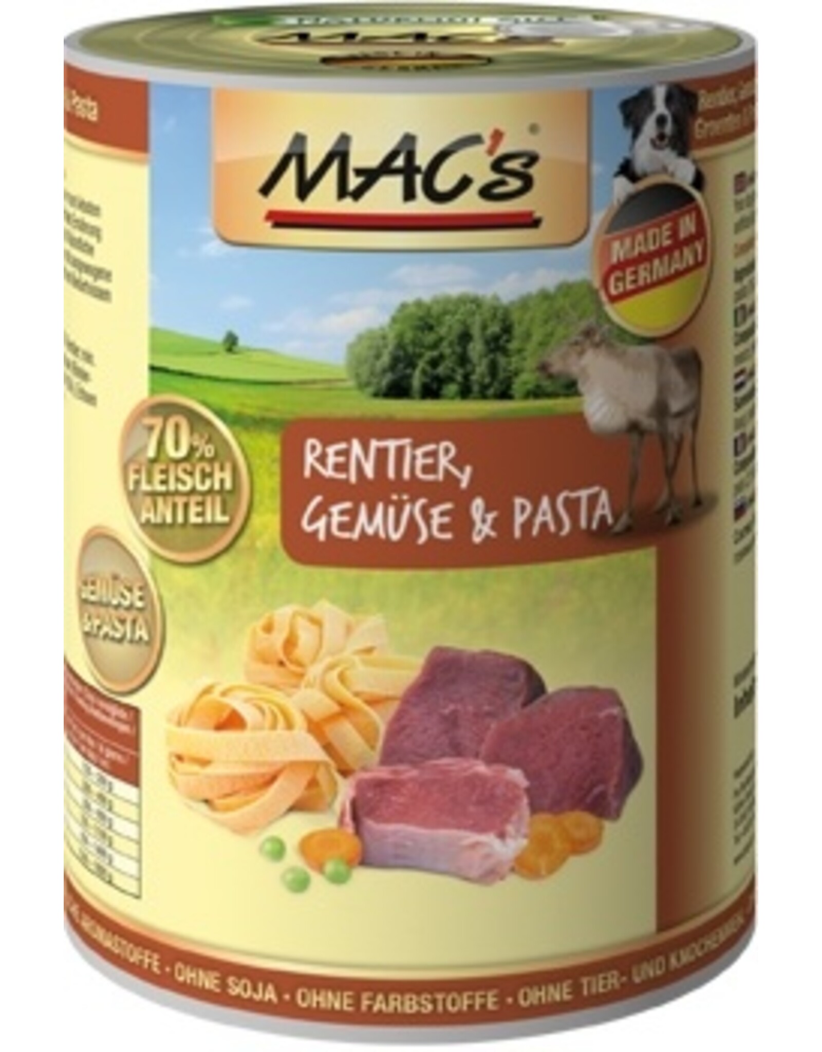 Mac´s Macs Dog Rentier, Gemüse & Pasta