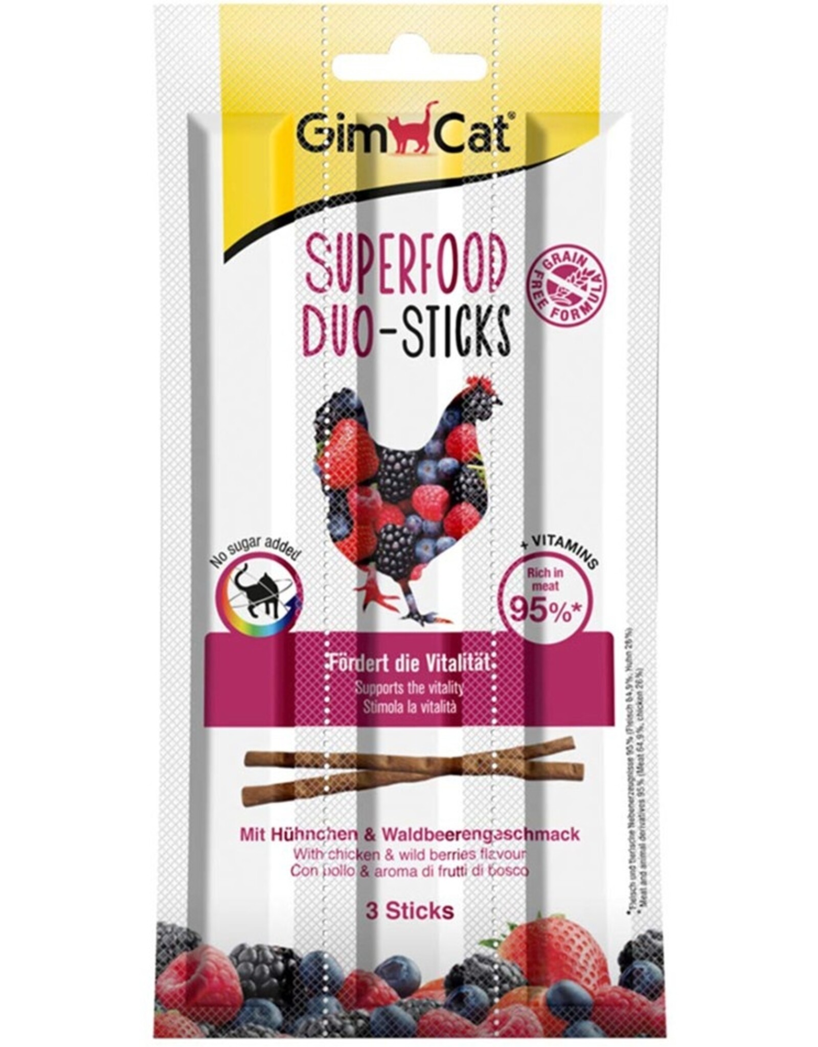 Gimpet GimCat Superfood Duo-Sticks Huhn & Beere 24x 3 Stück