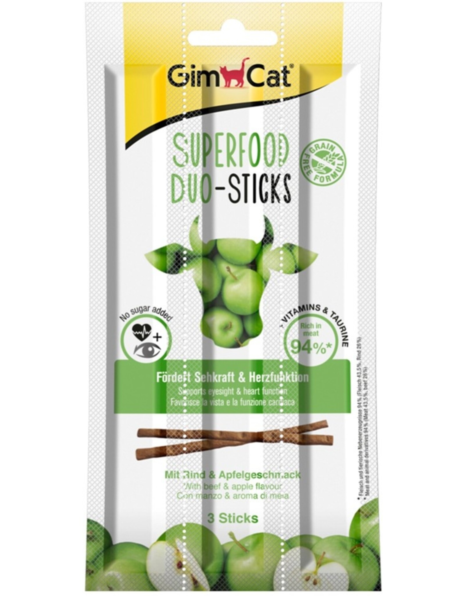 Gimpet GimCat Superfood Duo-Sticks Rind & Apfel 24x 3 Stück