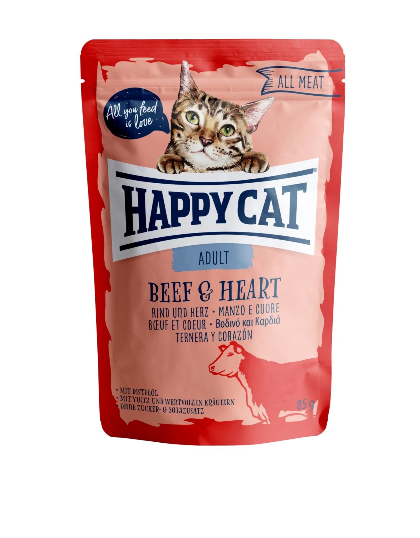 Happy Cat Happy Cat Pouches All Meat Adult Rind & Herz 85g