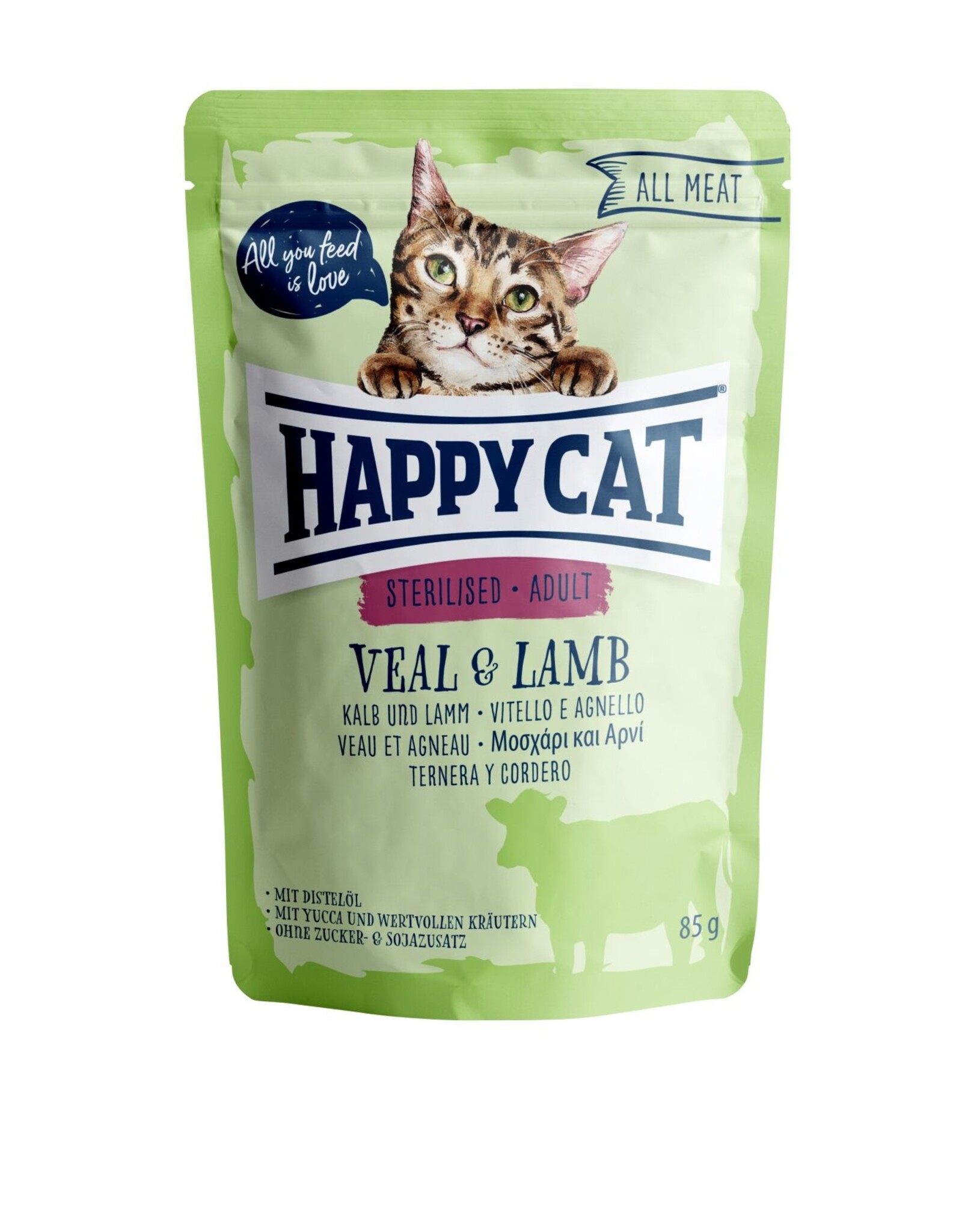 Happy Cat Happy Cat Pouches All Meat Adult Sterilised Kalb & Lamm 85g