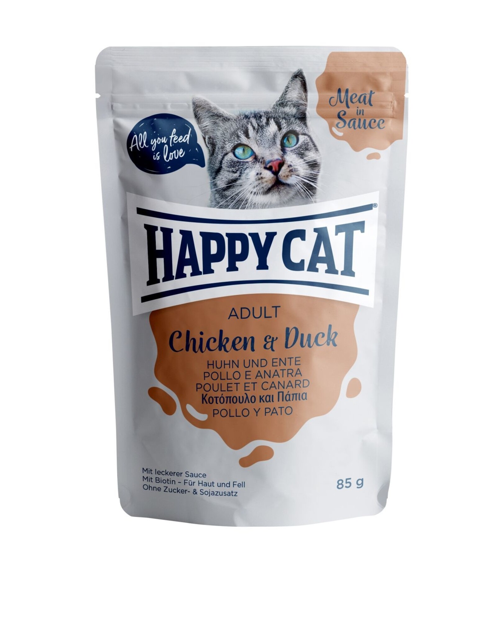 Happy Cat Happy Cat Pouches Meat in Sauce Adult Huhn & Ente 85g