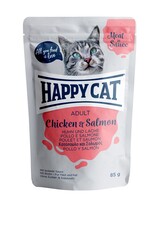 Happy Cat Happy Cat Pouches Meat in Sauce Adult Huhn & Lachs 85g