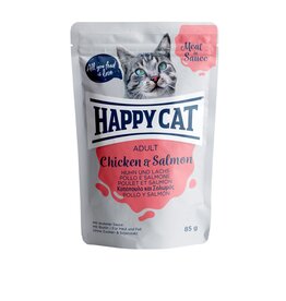 Happy Cat Happy Cat Pouches Meat in Sauce Adult Huhn & Lachs 85g