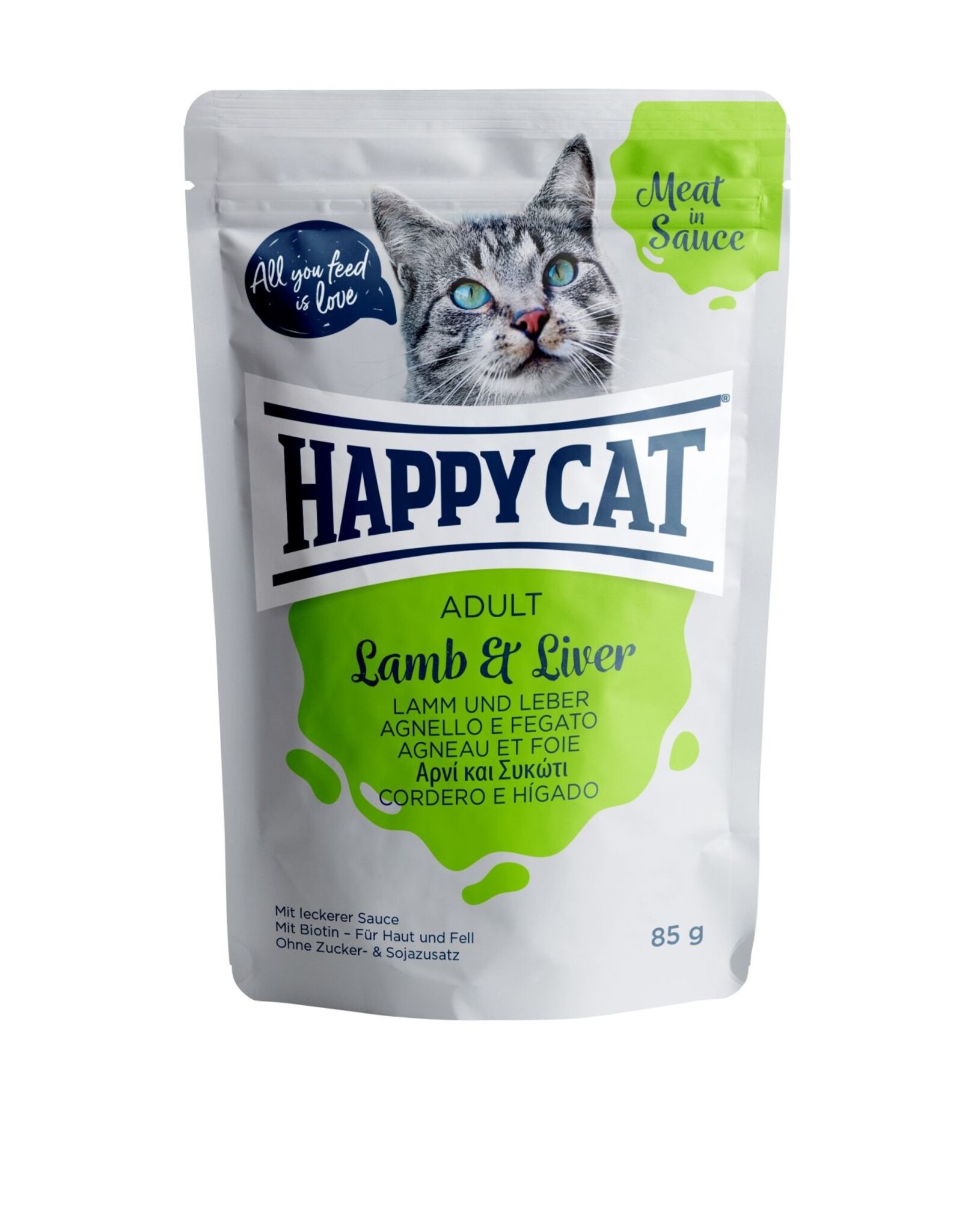 Happy Cat Happy Cat Pouches Meat in Sauce Adult Lamm & Leber 85g