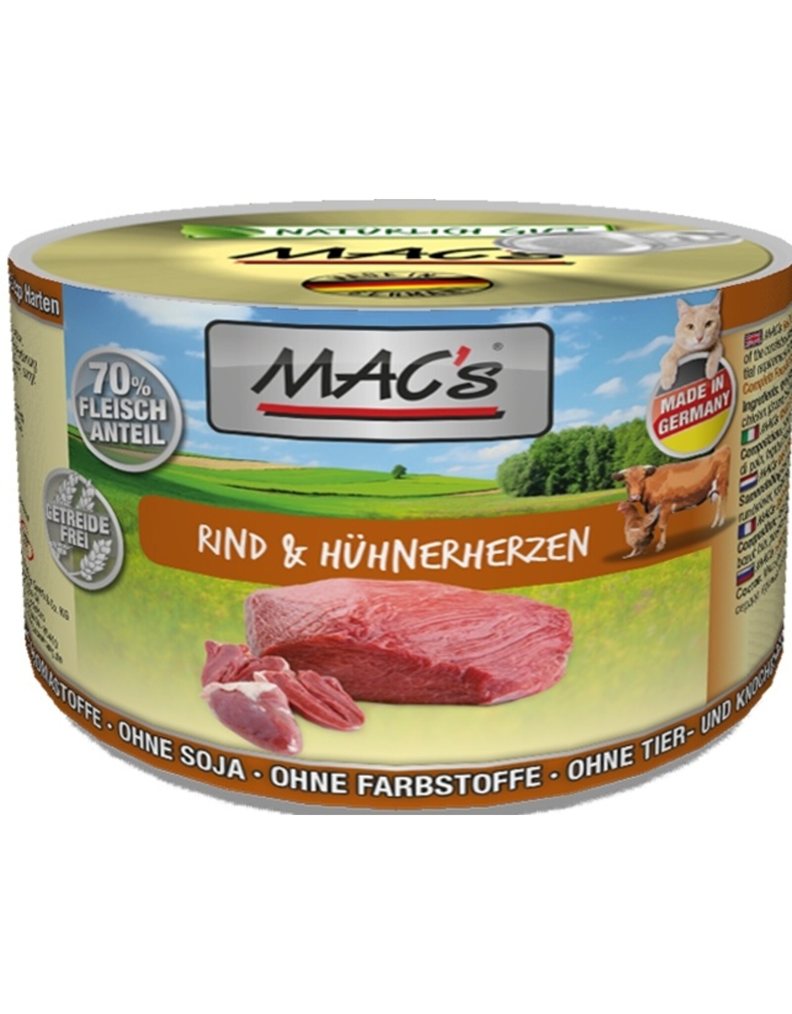 Mac´s Macs Cat Rind & Hühnerherz 200g Dose