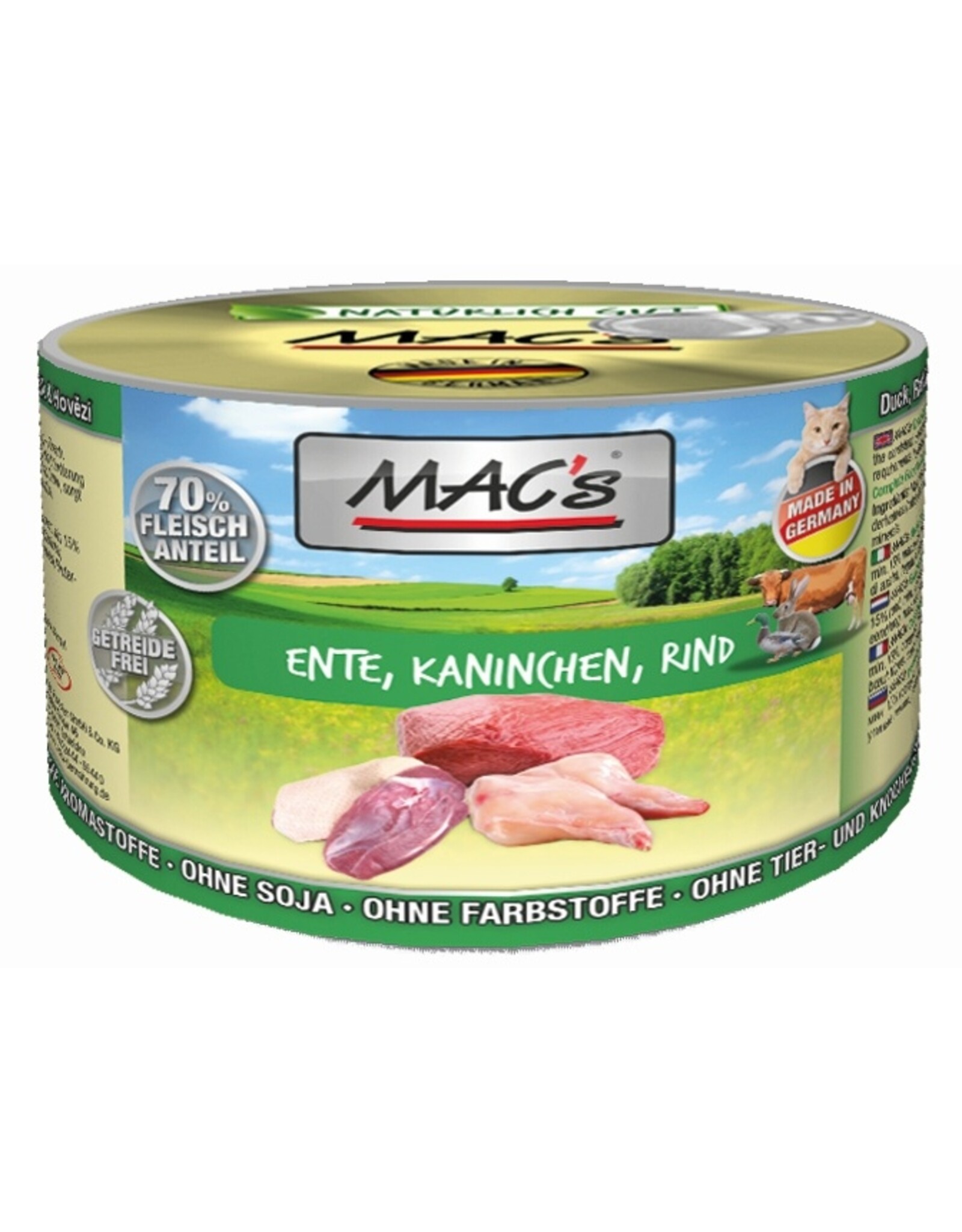 Mac´s Macs Cat Ente, Kaninchen & Rind 200g Dose