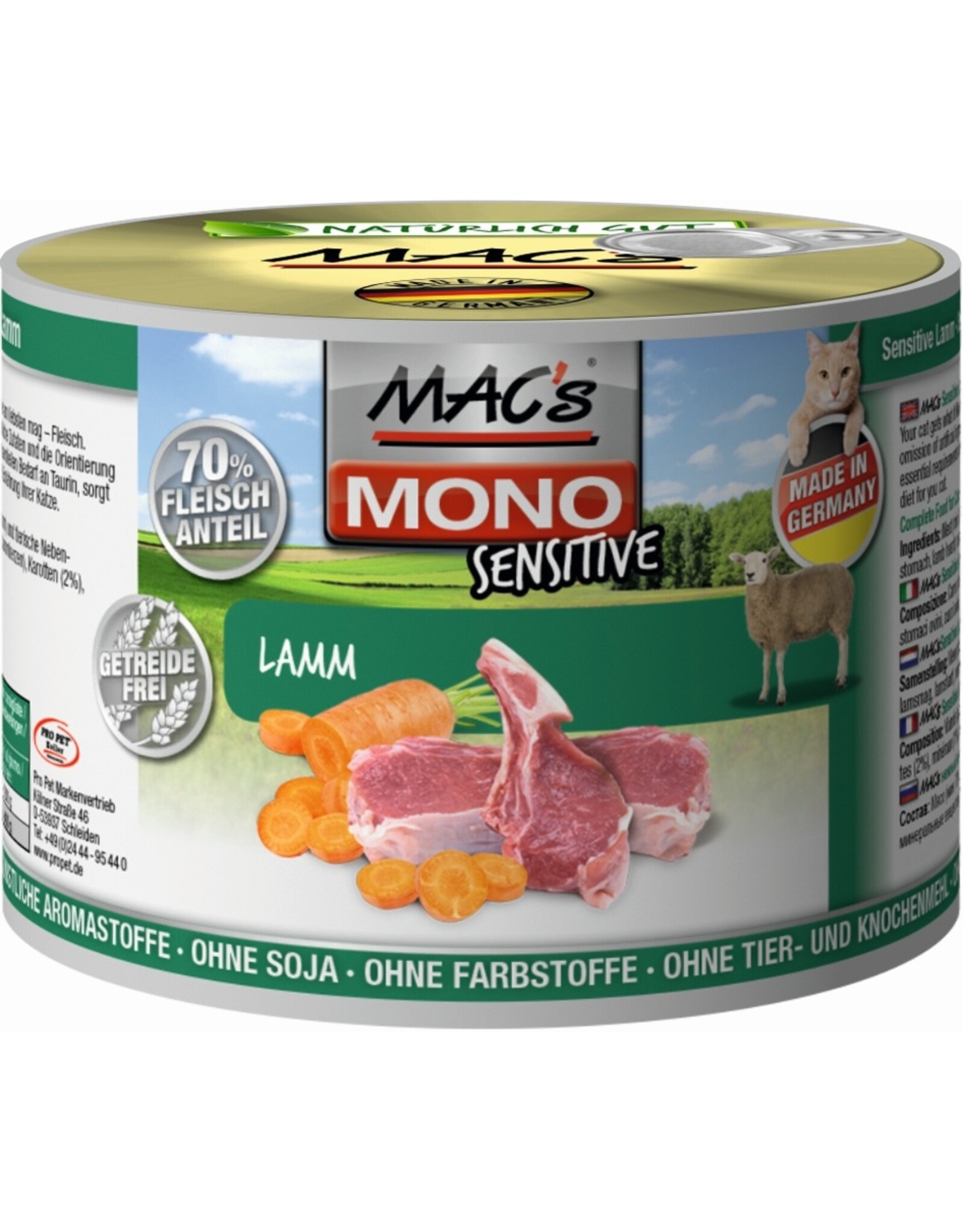 Mac´s Macs Cat Mono Sensitive Lamm 200g Dose