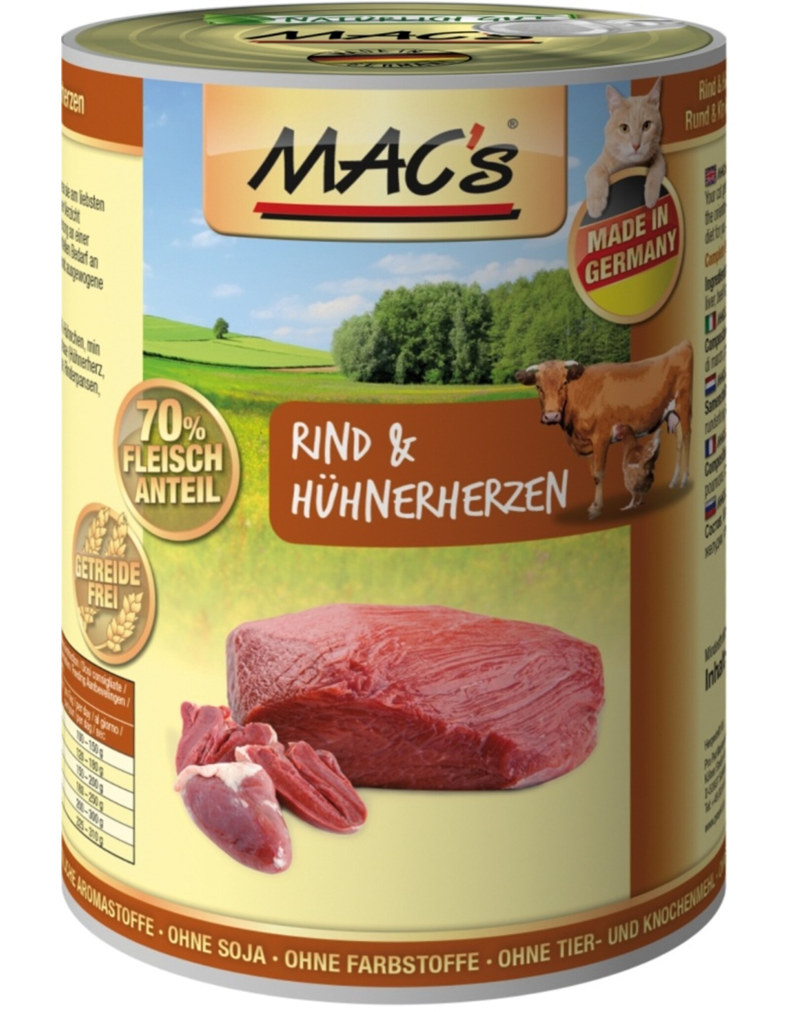 Mac´s Macs Cat Rind & Hühnerherz 400g Dose