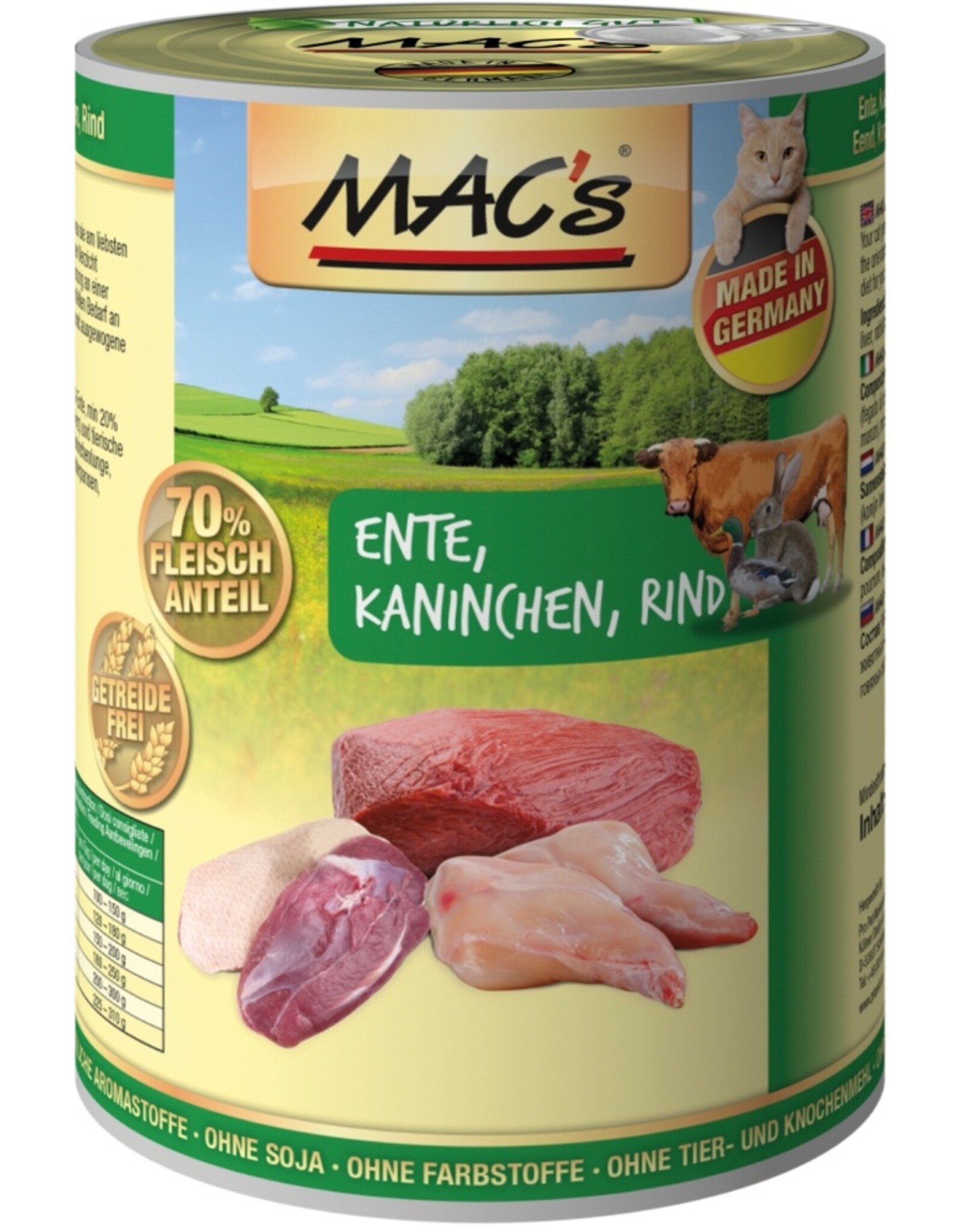 Mac´s Macs Cat Ente, Kaninchen & Rind 400g Dose