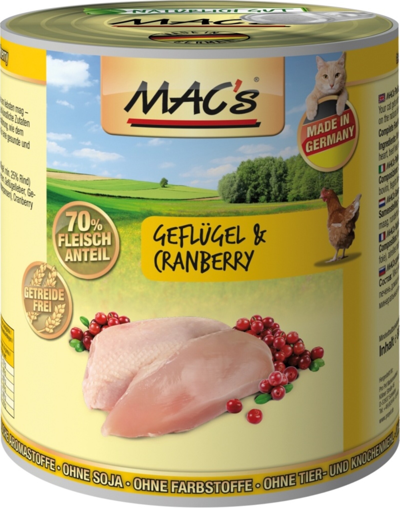 Mac´s Macs Cat Geflügel & Cranberry 800g Dose