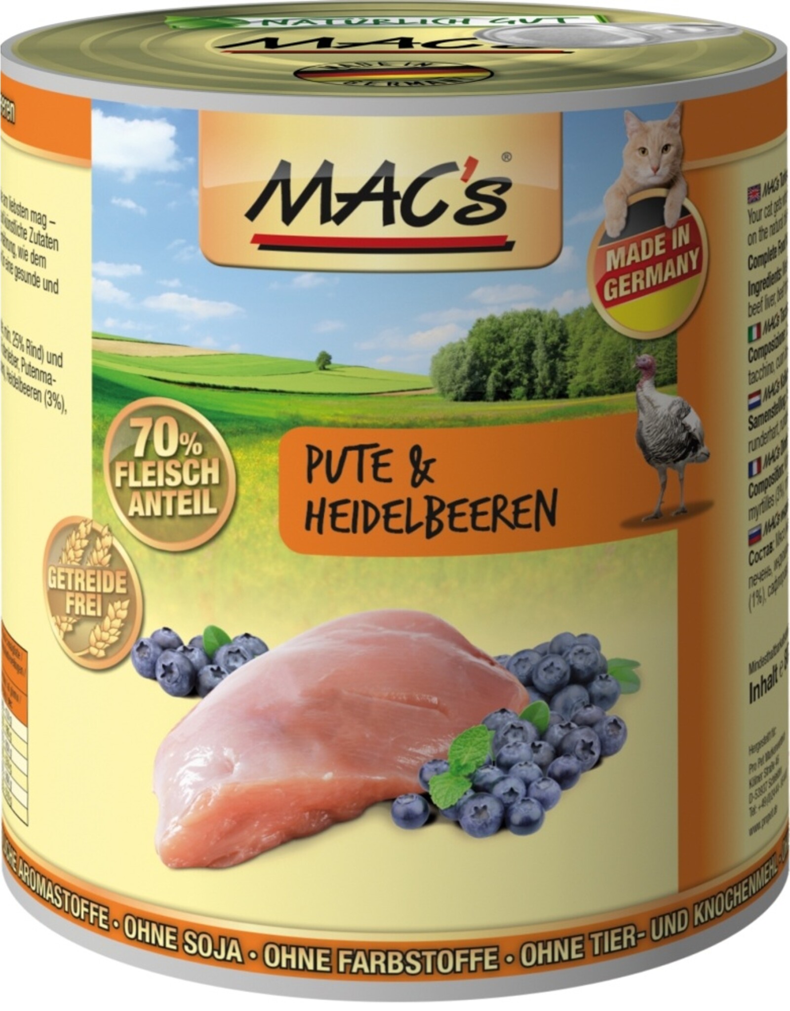 Mac´s Macs Cat Pute & Heidelbeere 800g Dose