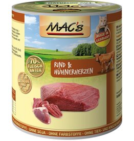 Mac´s Macs Cat Rind & Hühnerherz 800g Dose