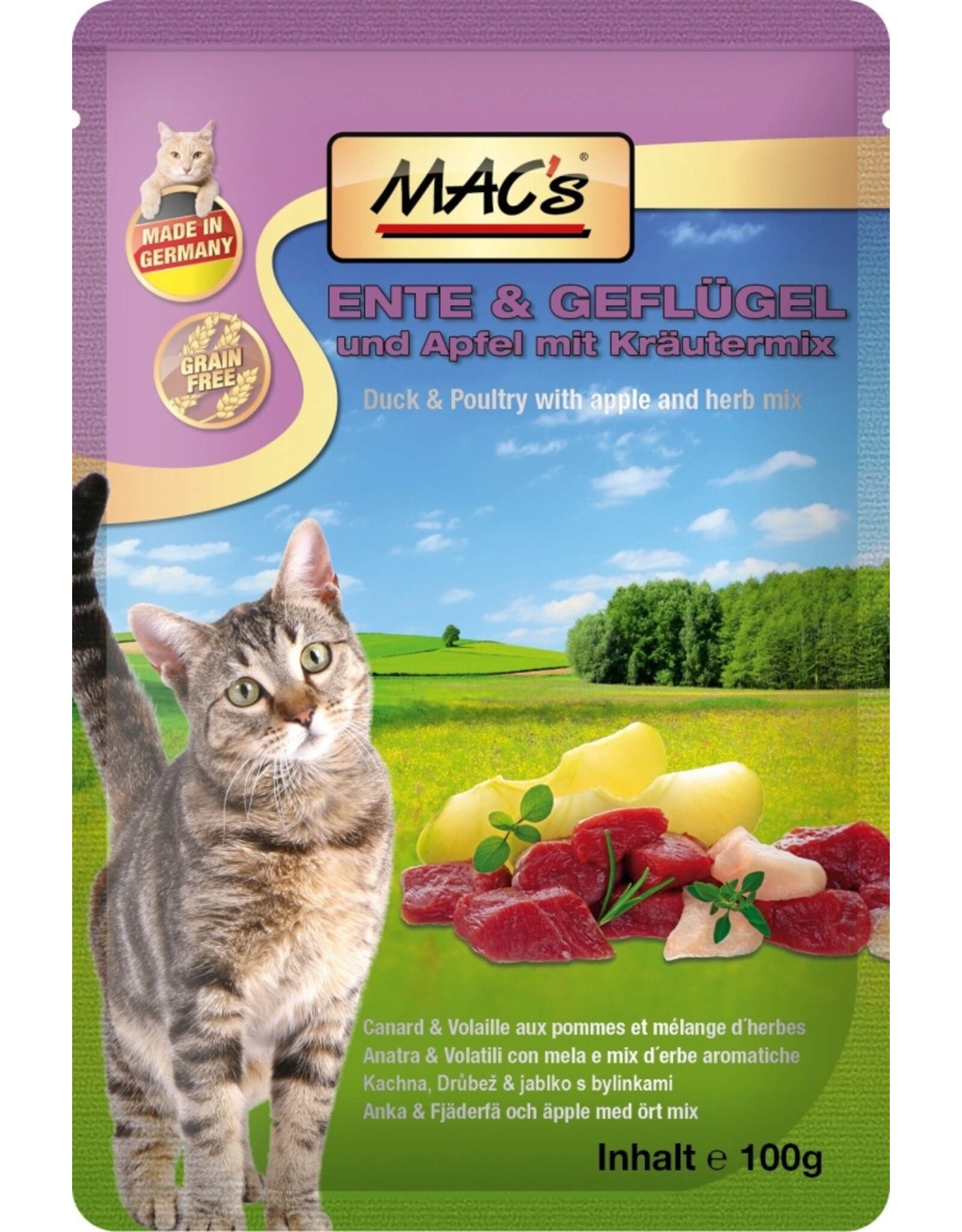Mac´s Macs Cat Ente & Apfel 100g Frischebeutel