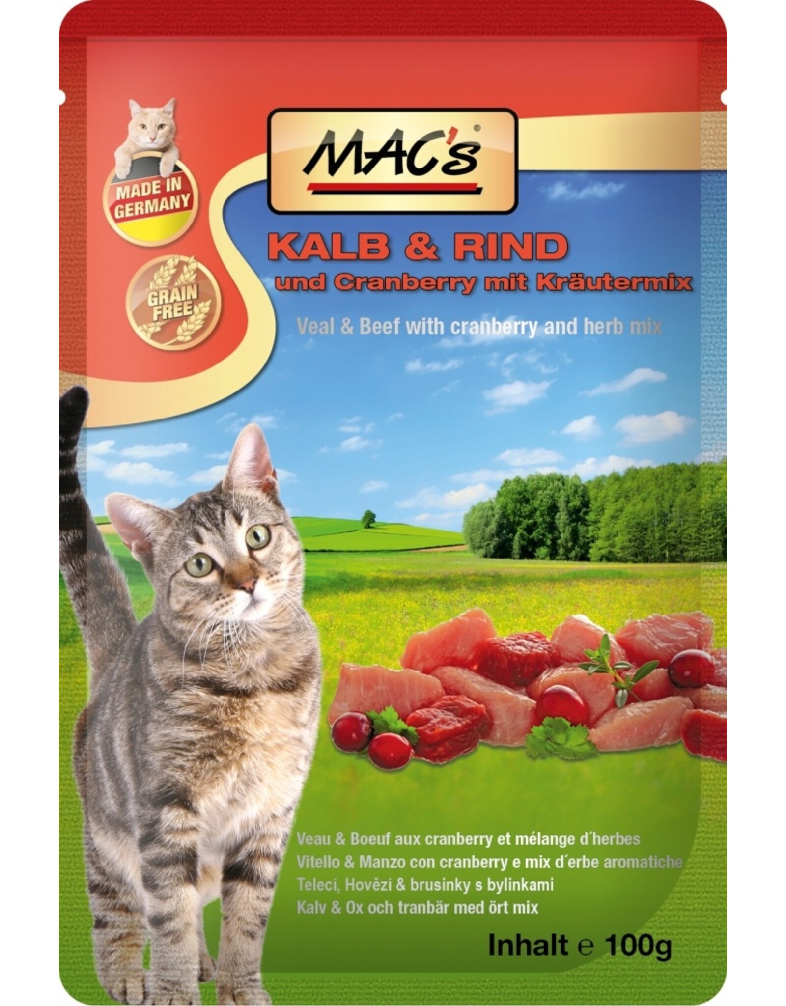 Mac´s Macs Cat Kalb & Cranberry 100g Frischebeutel