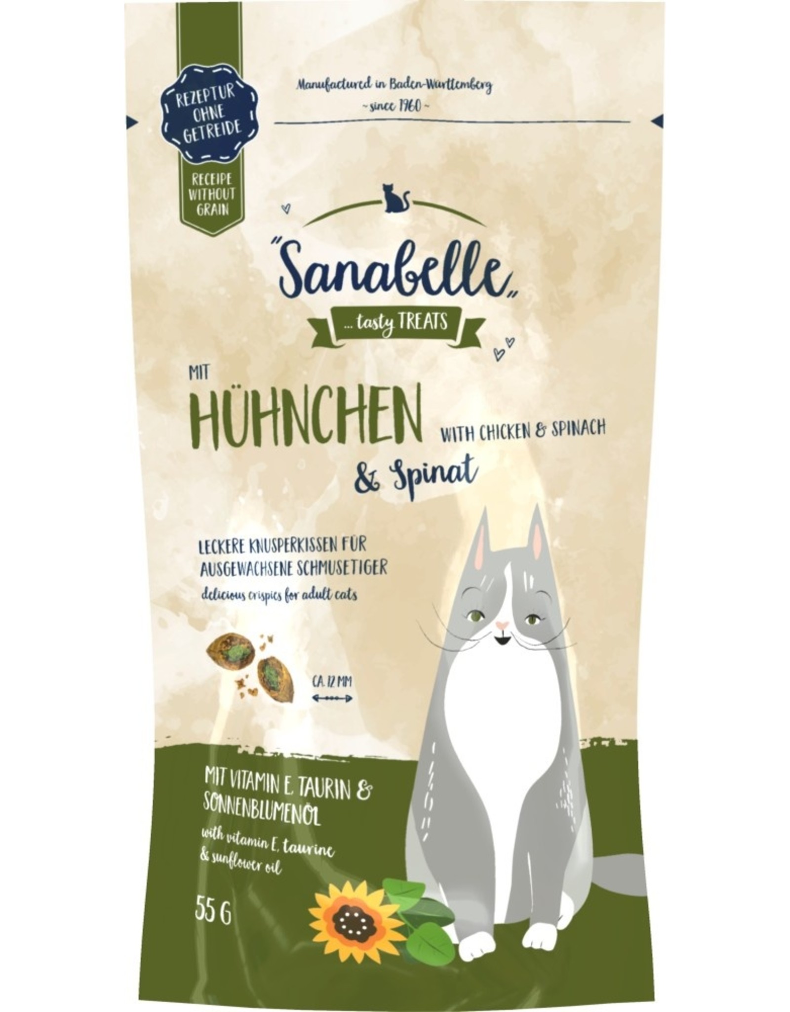 Sanabelle Sanabelle Knusperkissen Huhn & Spinat 55g