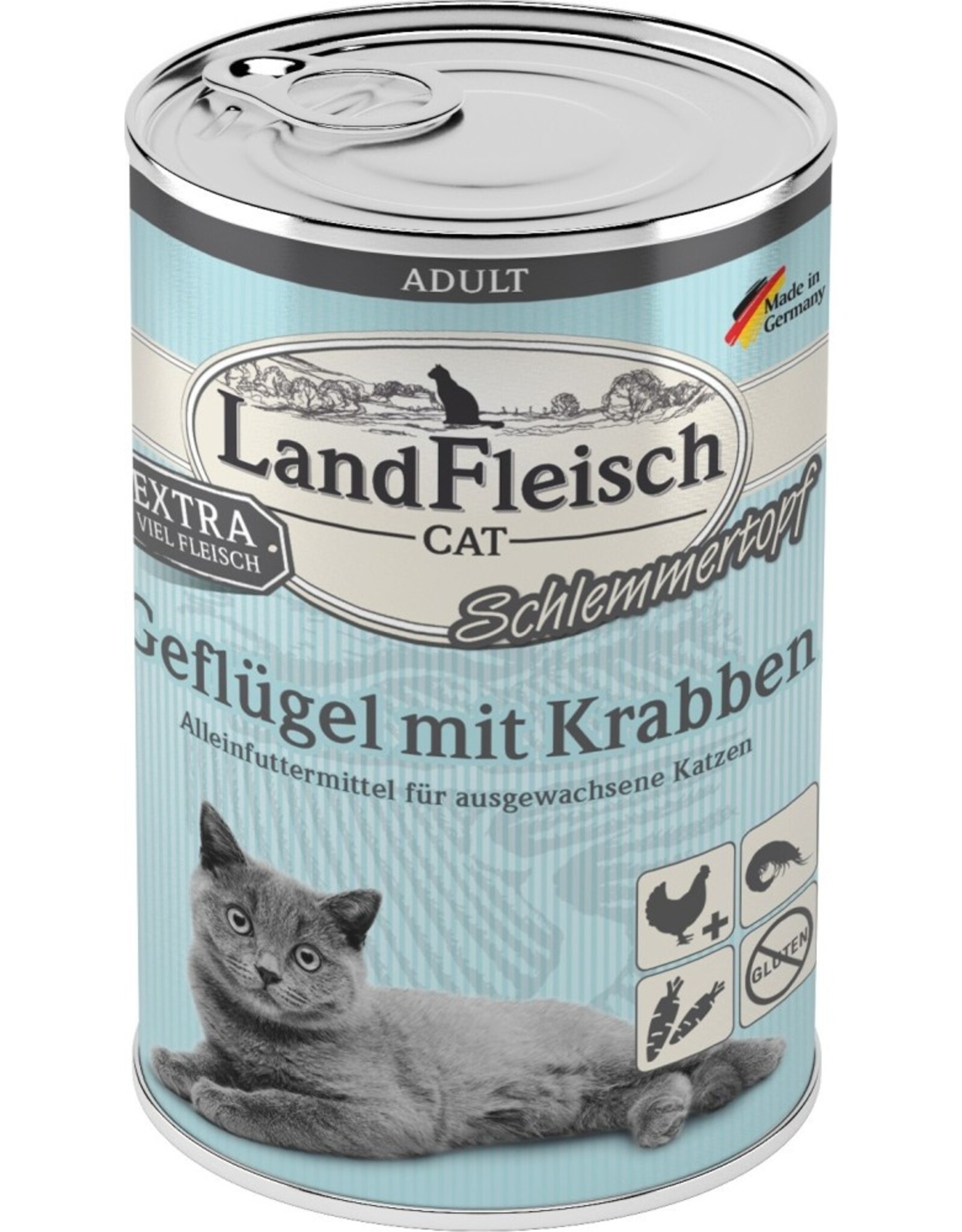 Landfleisch LandFleisch Cat Adult Schlemmertopf mit Geflügel & Krabbe 400g