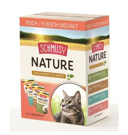 Kattovit Schmusy Nature Vollwert-Flakes Fisch/Fleisch Multibox 12x100g