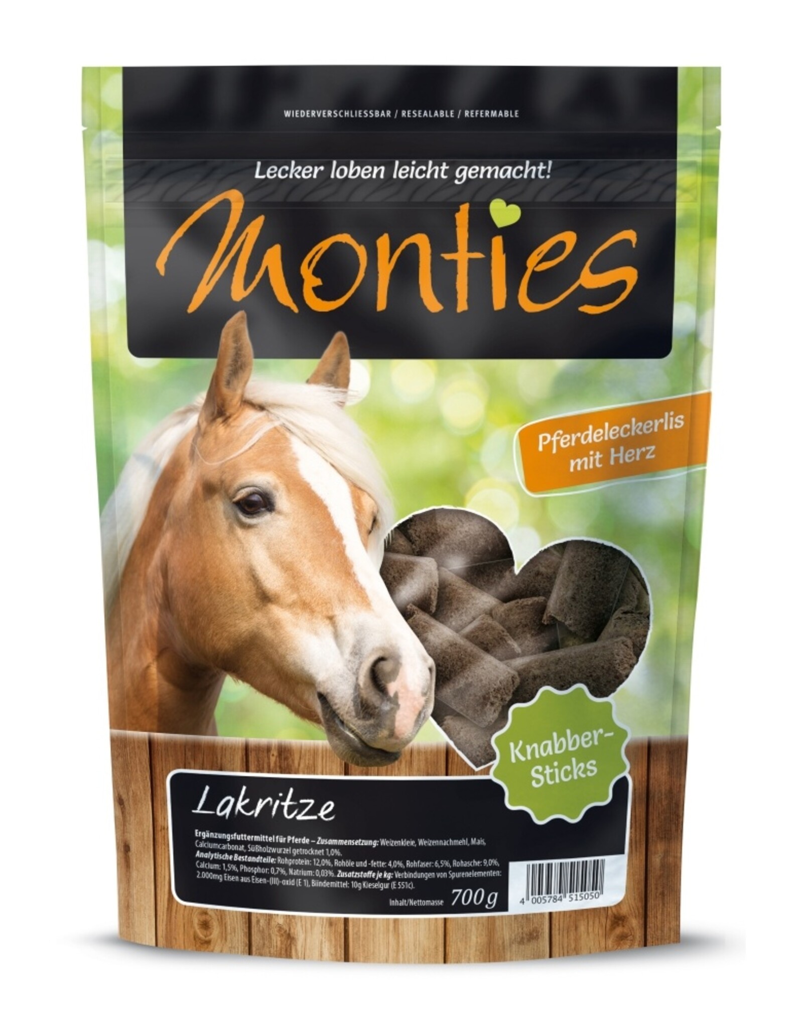 Allco Allco Monties Pferde Snack Lakritze Sticks - gepresst