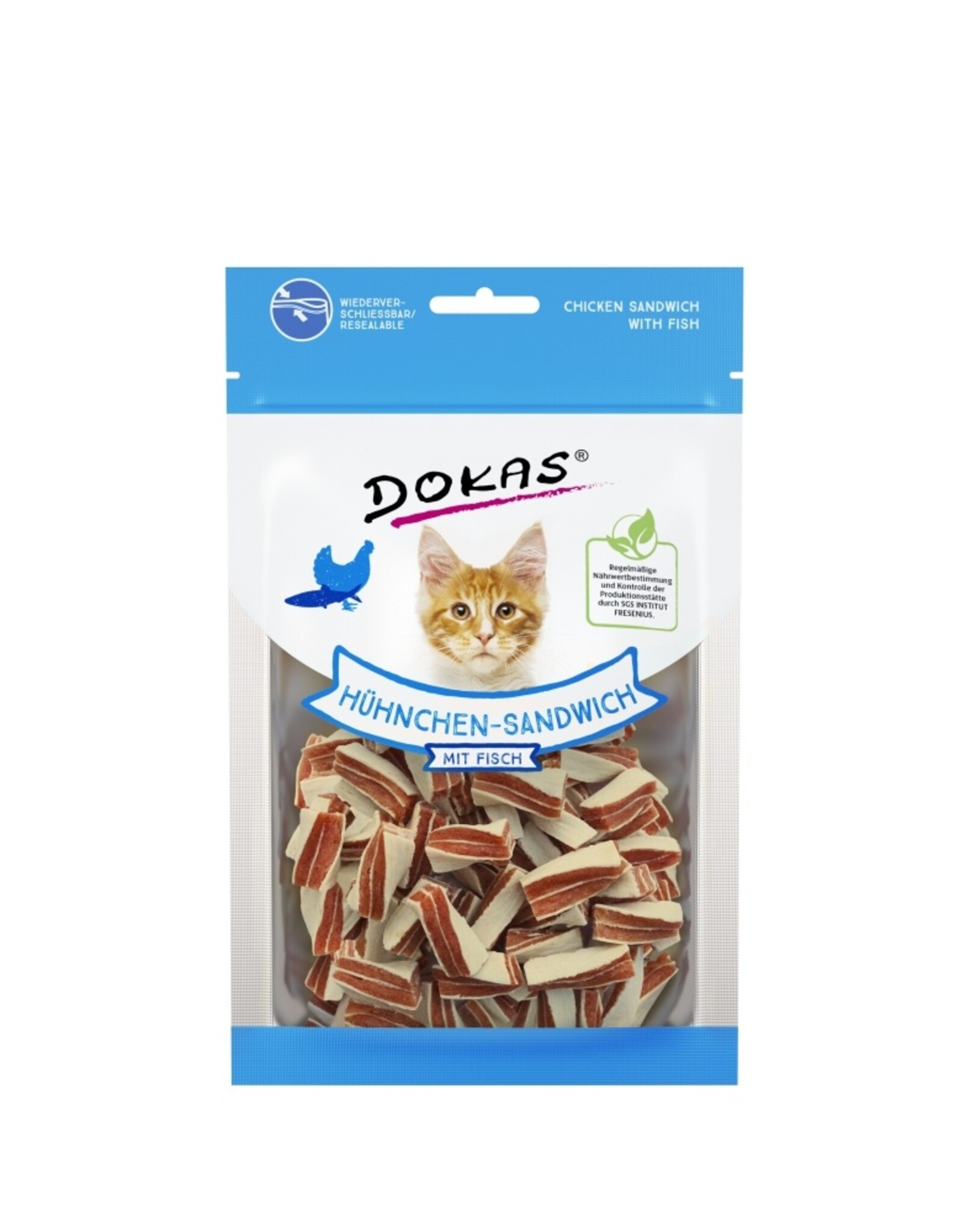 Dokas Dokas Cat Snack Hühnchen Sandwich mit Fisch 70g