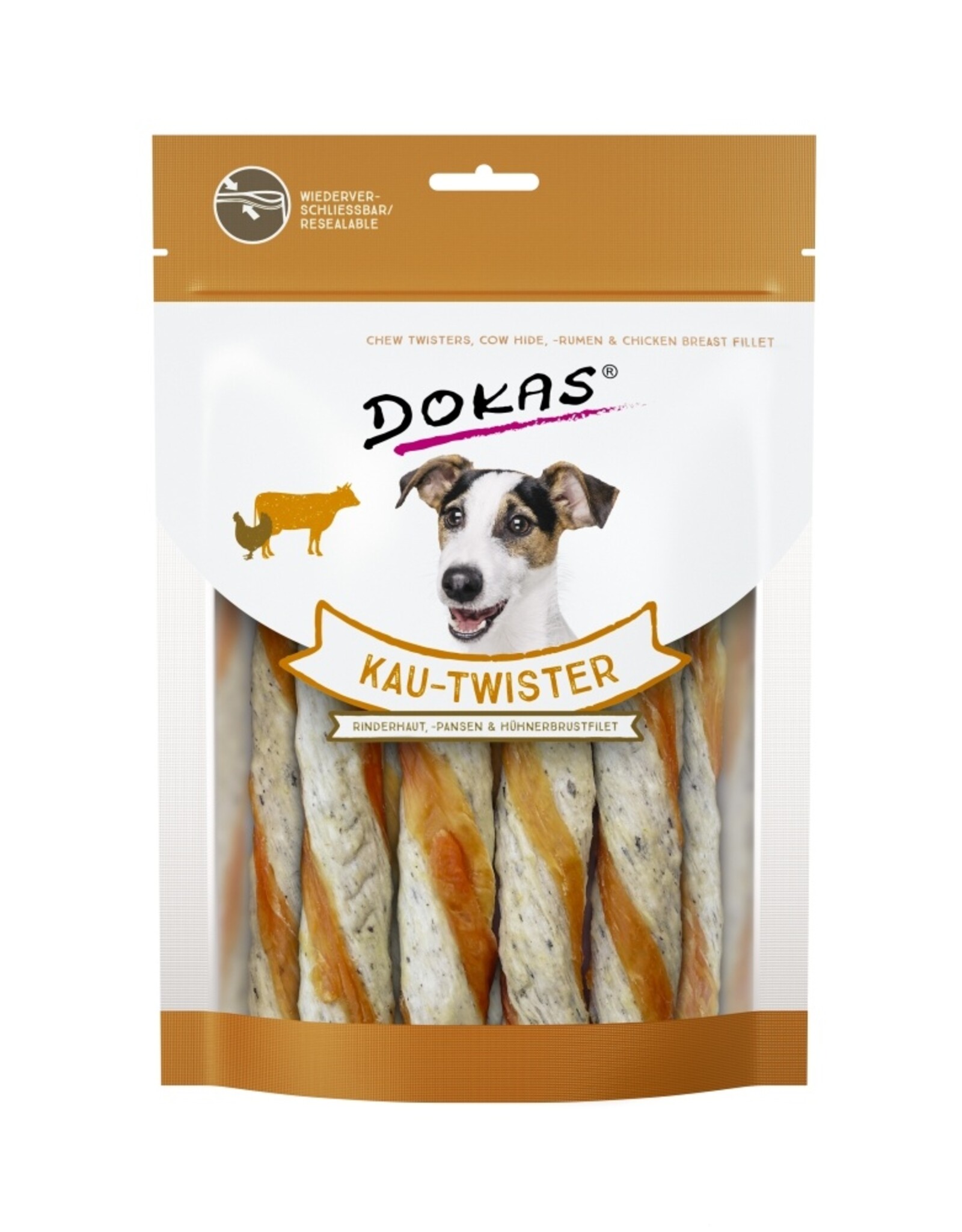 Dokas Dokas Kau-Twister Rinderhaut, Pansen & Hühnerbrust 200 g