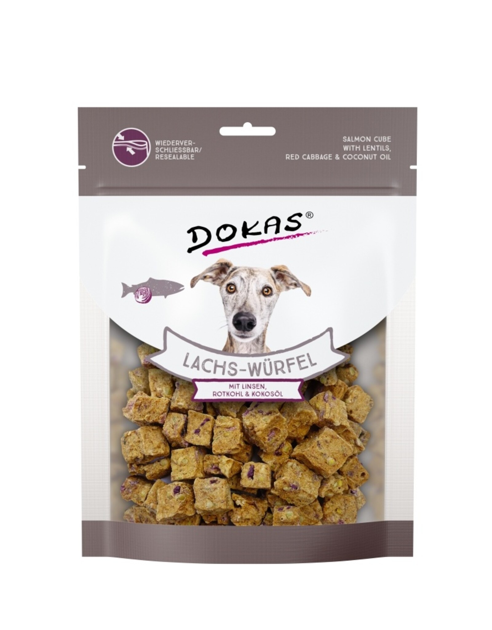 Dokas Dokas Lachs-Würfel mit Linsen, Rotkohl und Kokosöl 150 g
