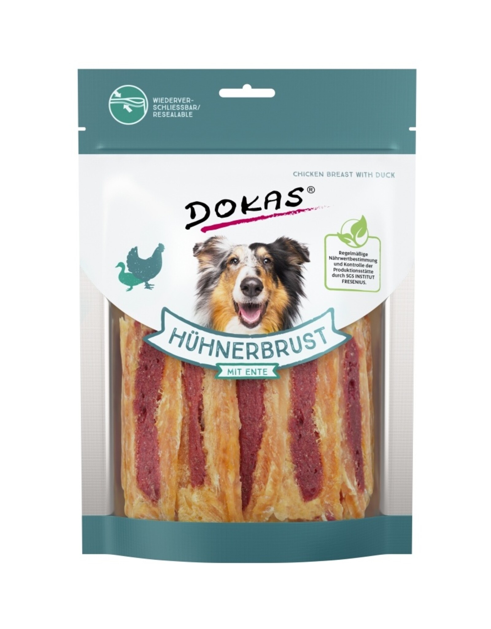 Dokas Dokas Hunde Snack Hühnerbrustfilet mit Ente 220 g