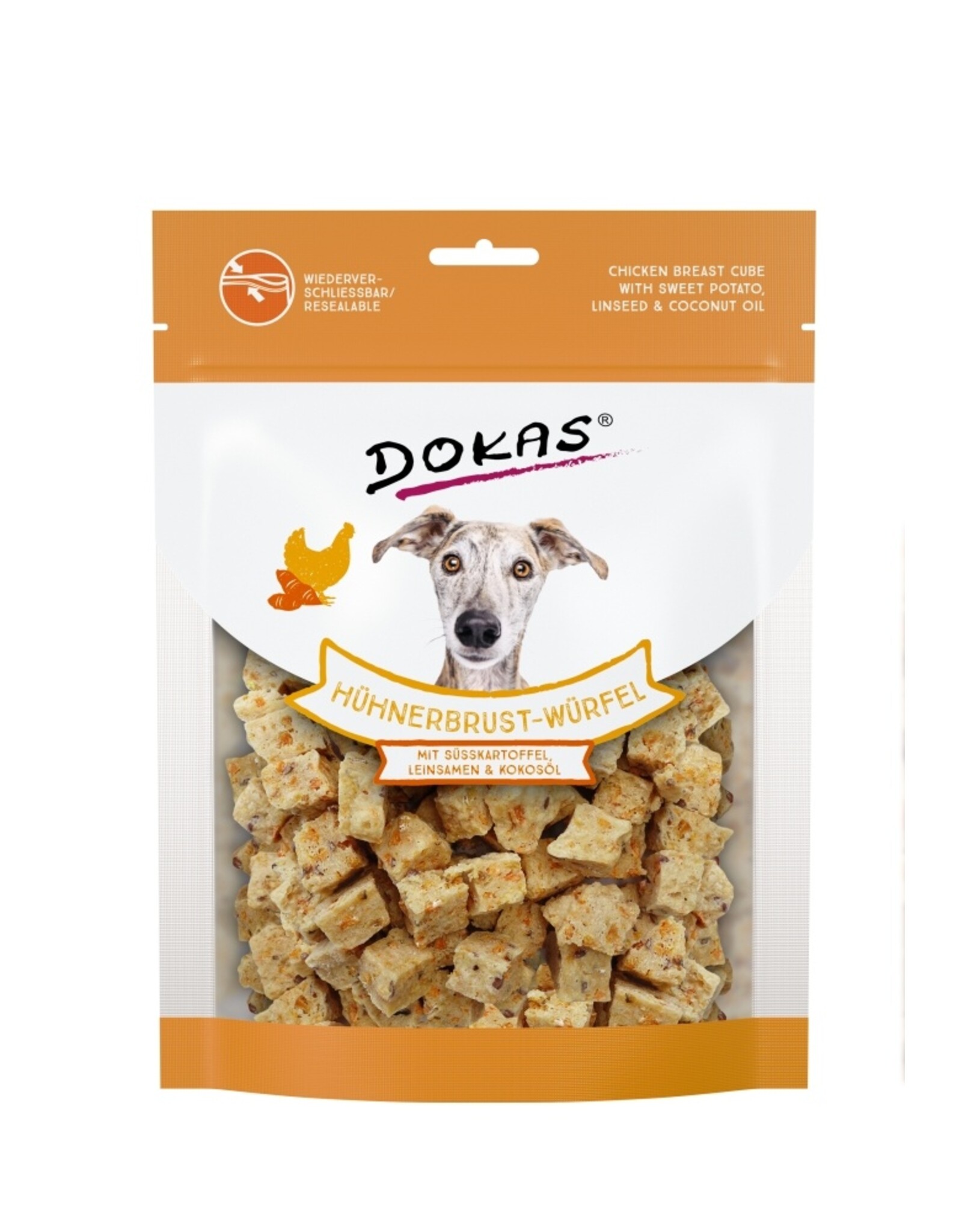 Dokas Dokas Hühnerbrust-Würfel,Süsskartoffel, Leinsamen 150 g