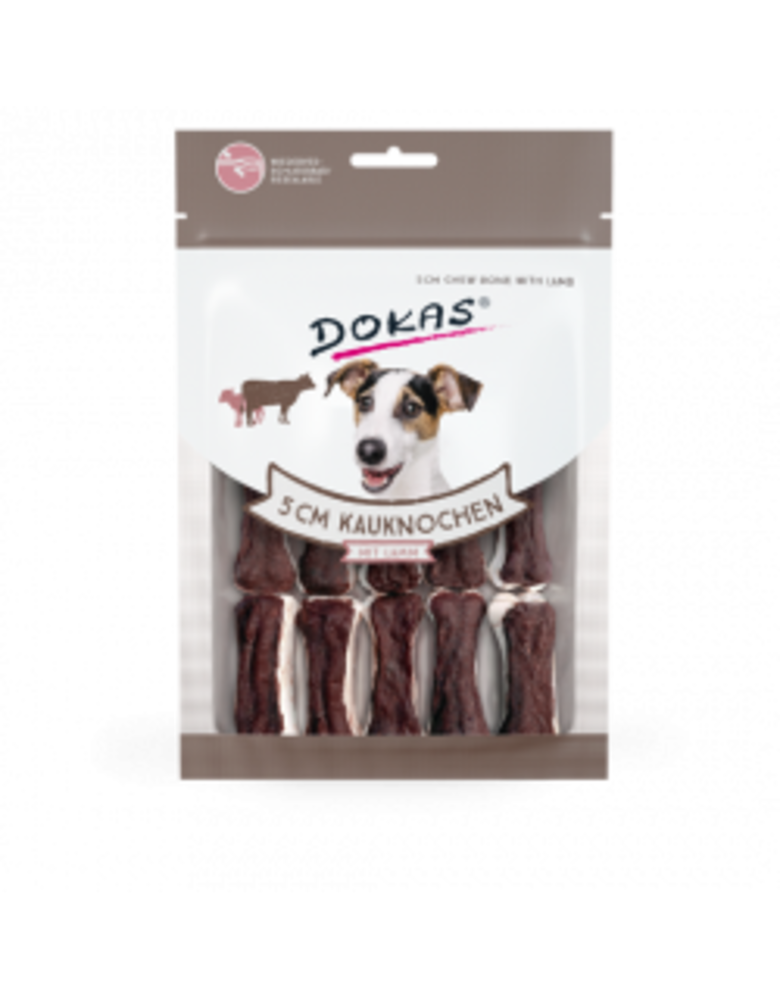 Dokas Dokas Hunde Snack 5 cm Kauknochen mit Lamm 12 Stück