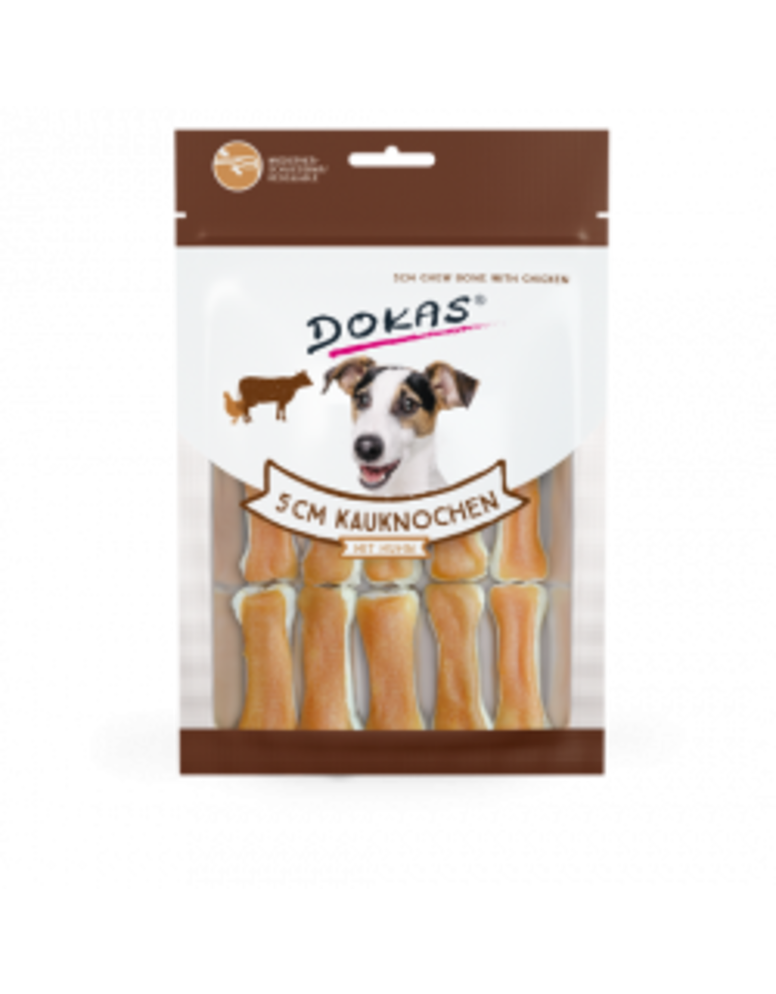 Dokas Dokas Hunde Snack 5 cm Kauknochen mit Huhn 12 Stück