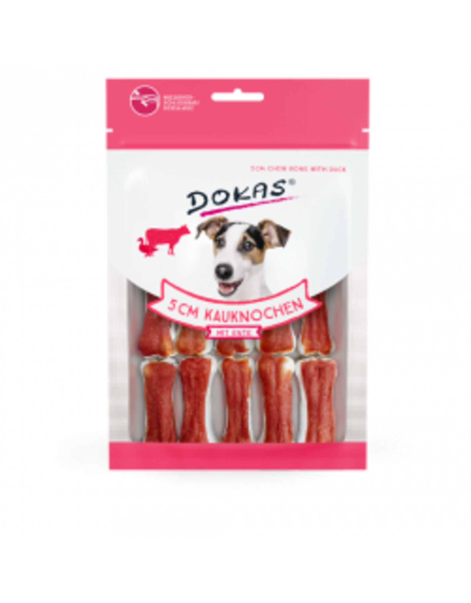 Dokas Dokas Hunde Snack 5 cm Kauknochen mit Ente 12 Stück