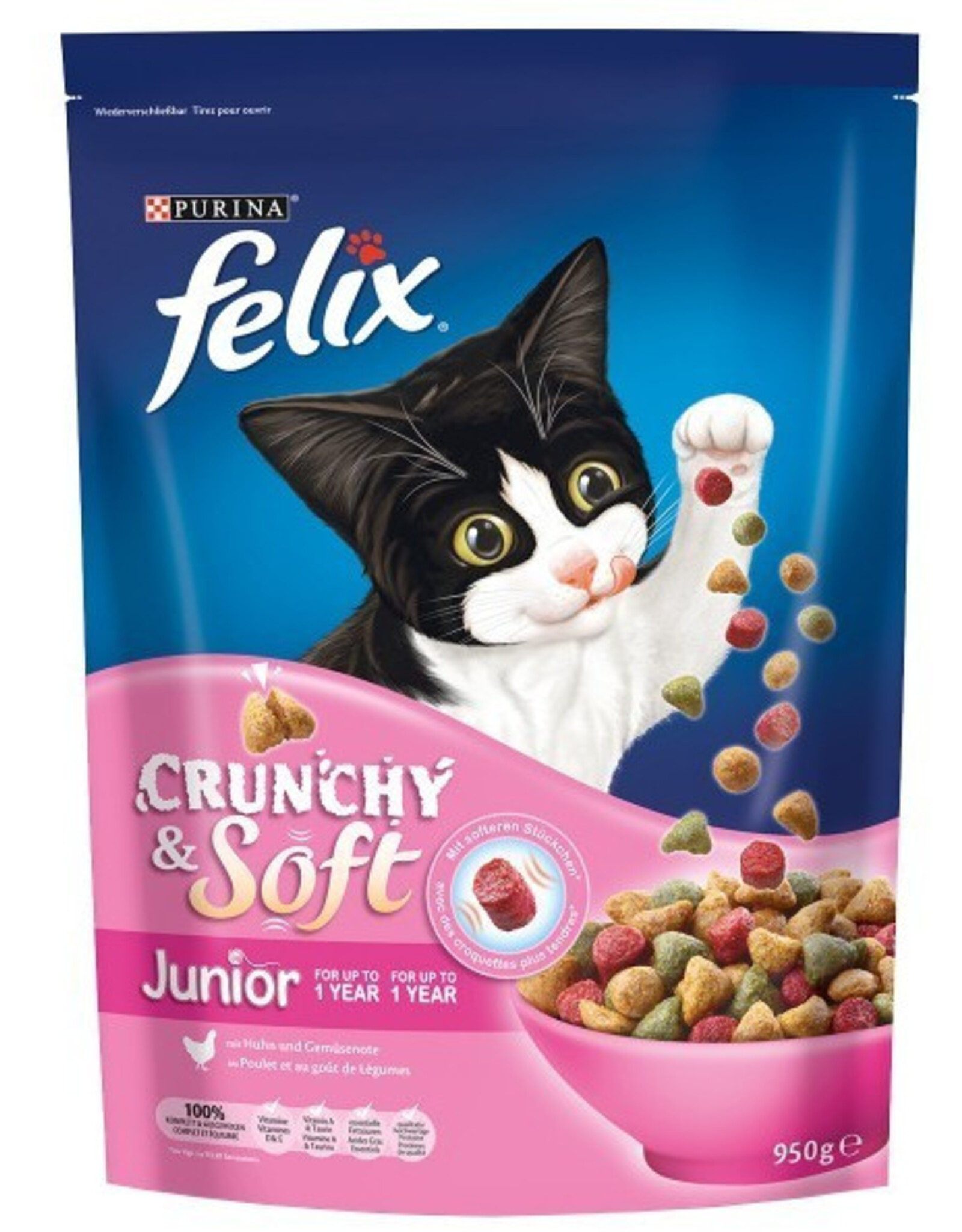 Felix Felix Crunchy & Soft Junior Huhn & Gemüse 950g