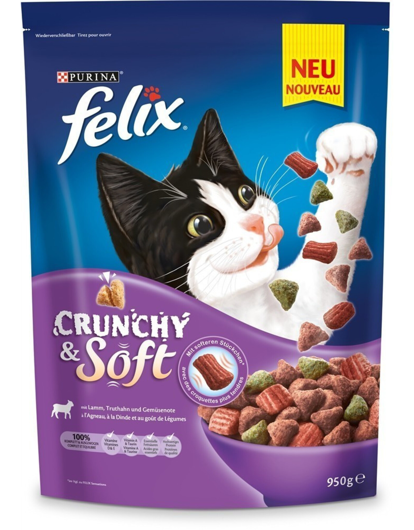 Felix Felix Crunchy & Soft Lamm & Gemüse 950g