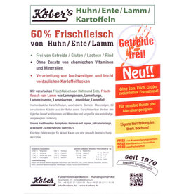 Köbers Köbers Huhn / Ente / Lamm / Kartoffel, getreidefrei 12,5 kg