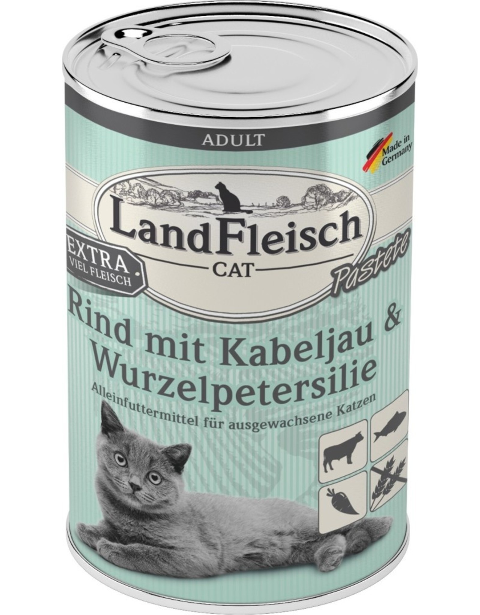 Landfleisch LandFleisch Cat Adult Pastete Rind+Kabeljau+Wurzelpetersilie